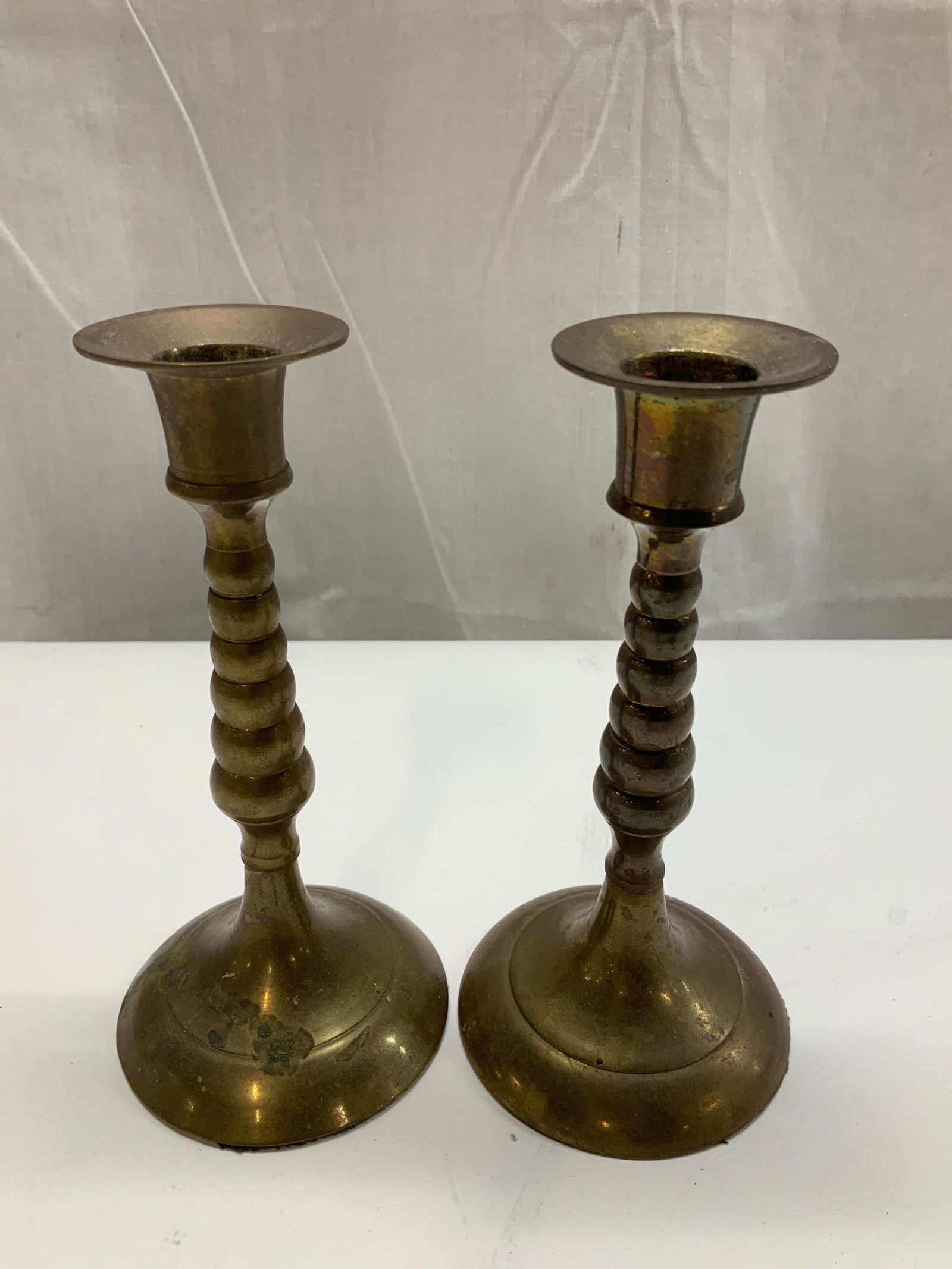 Pier 1 Pair Brass Candlestick Holders - 2