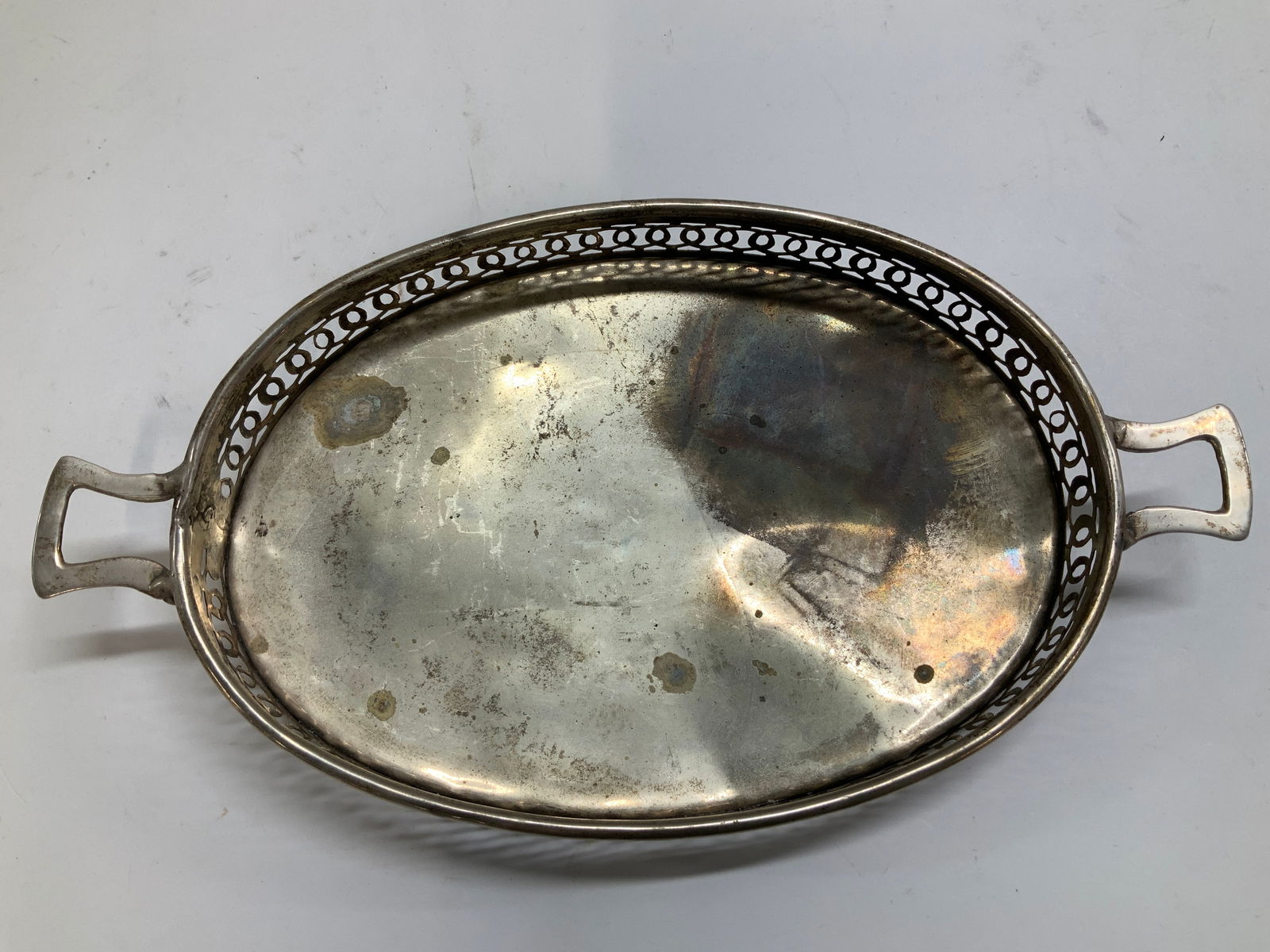 Vtg Silver Plated Oval Serving Tray - 2