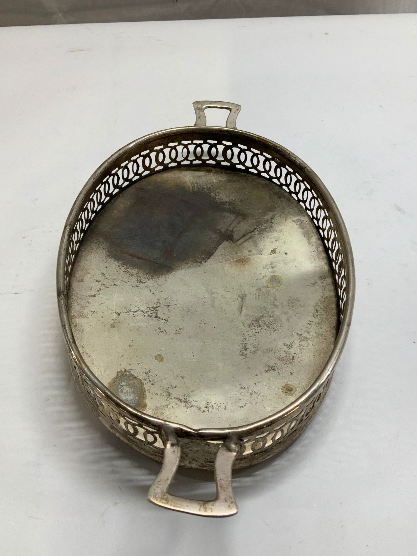 Vtg Silver Plated Oval Serving Tray - 3