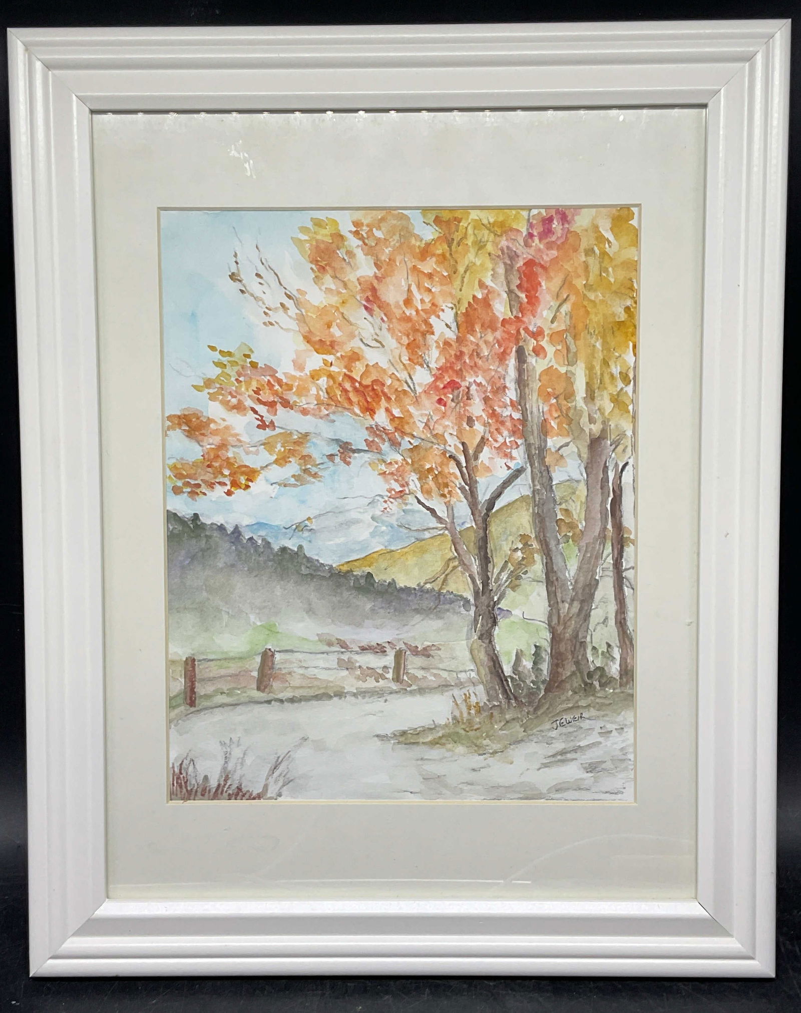 Signed Jeweir Autumn Landscape Watercolor (1 of 6)