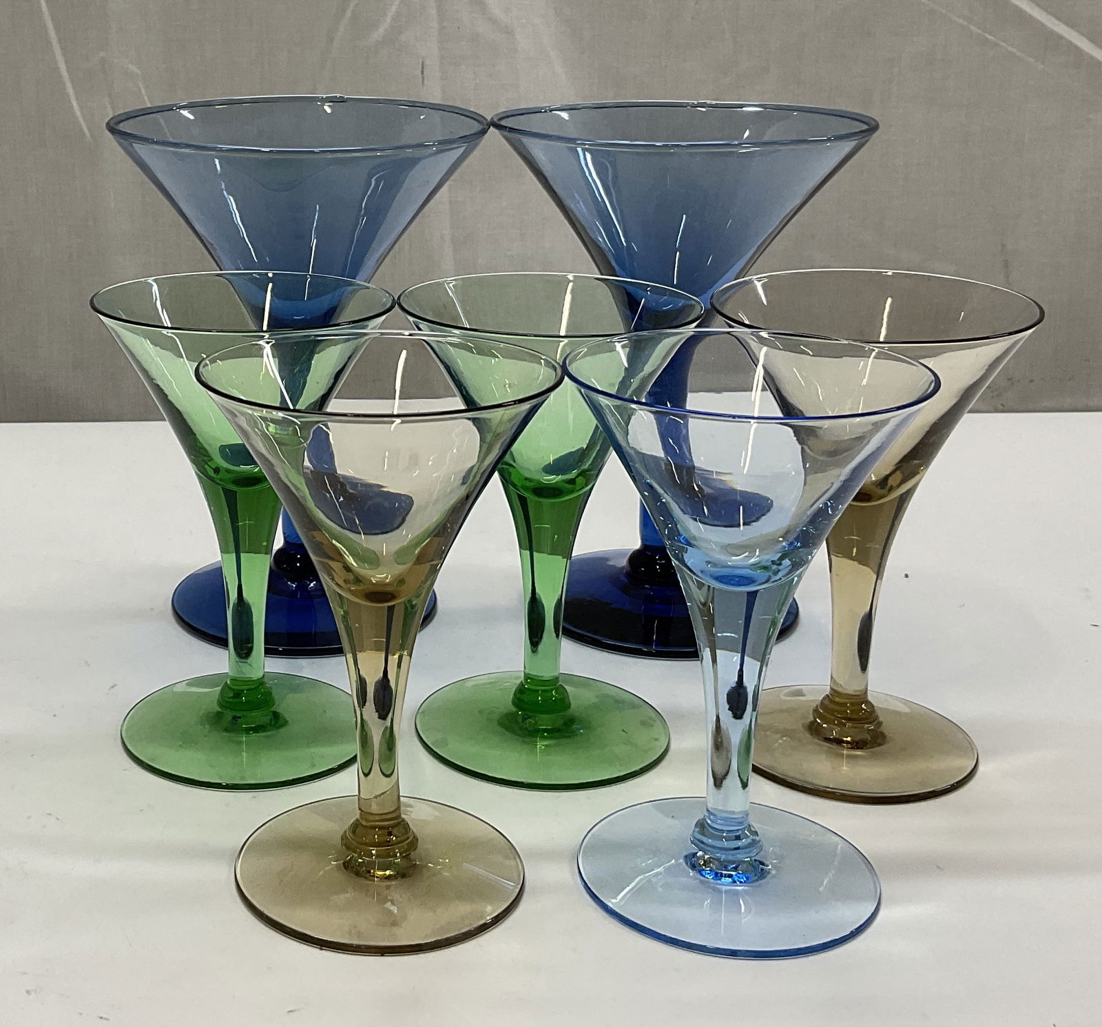 Group Lot: 7 Colored MCM Martini Glasses (1 of 9)
