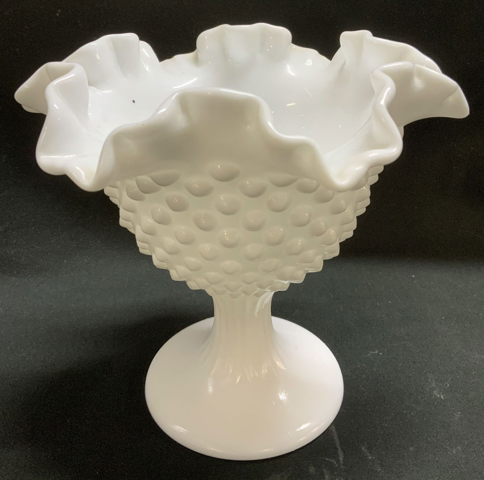 Vtg Milk Glass Hobnail Pedestal Compote (1 of 6)
