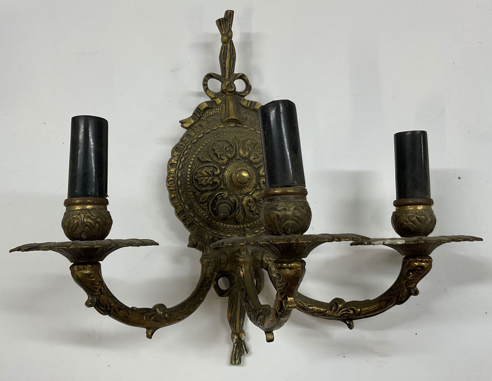 Antq Brass Candelabra Wall Sconce (1 of 8)