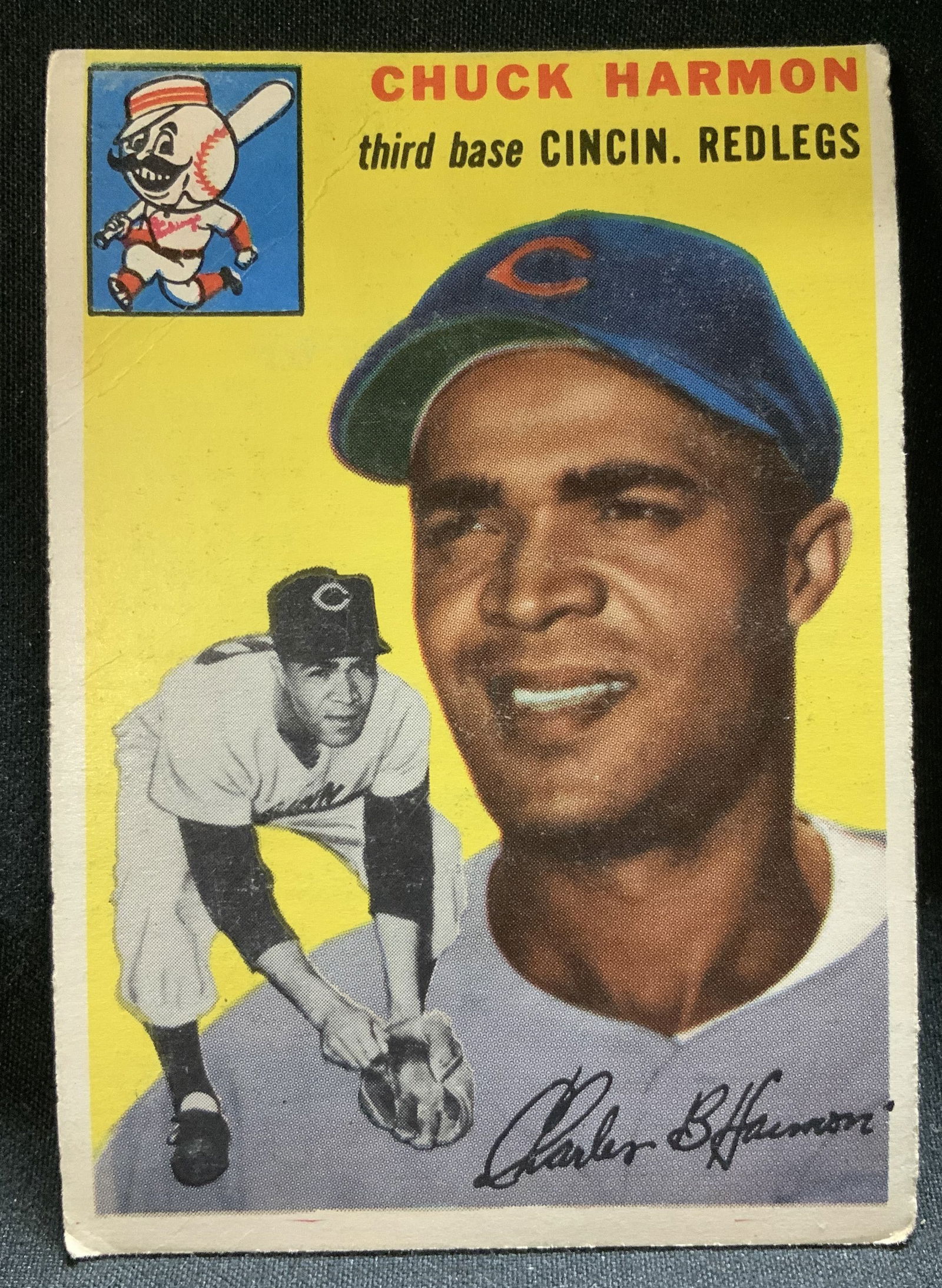 1954 TOPPS #182 Chuck Harmon Cincin. Baseball Card (1 of 6)