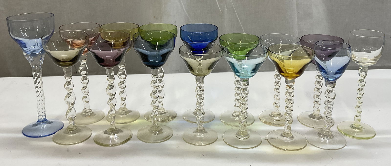 Lot 16 Colorful Twisted Stem Cocktail Glasses (1 of 10)