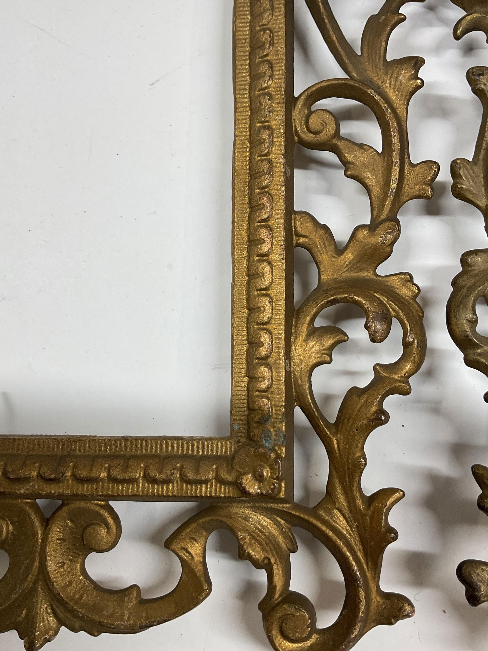 Pair Antq Rococo Style Ornate Brass Frames - 7