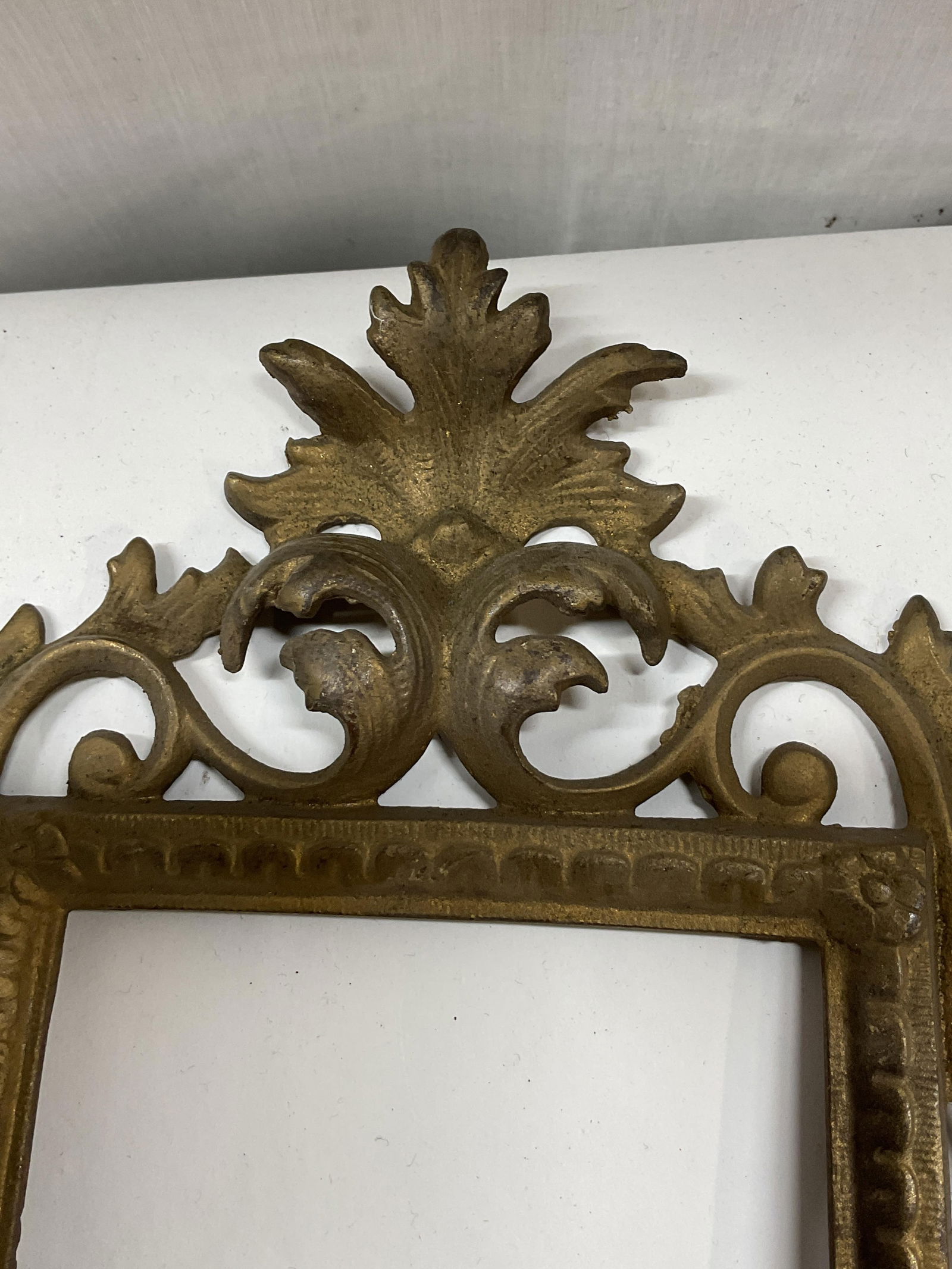 Pair Antq Rococo Style Ornate Brass Frames - 9