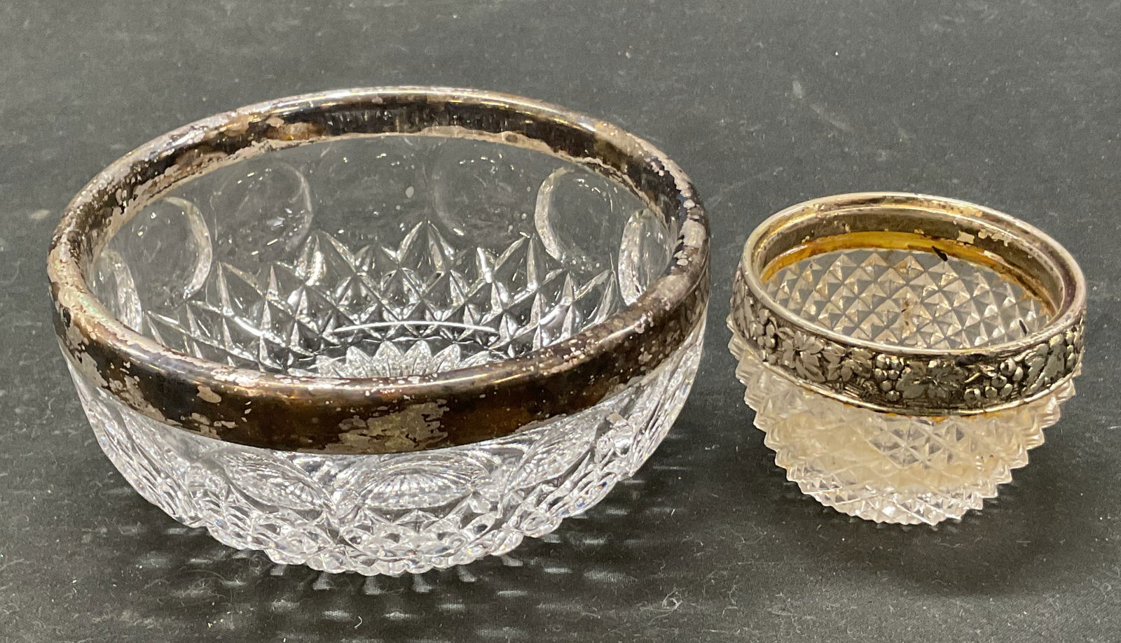 Lot 2 Vtg Glass Silver Plated Rimmed Bowls Germany (1 of 9)