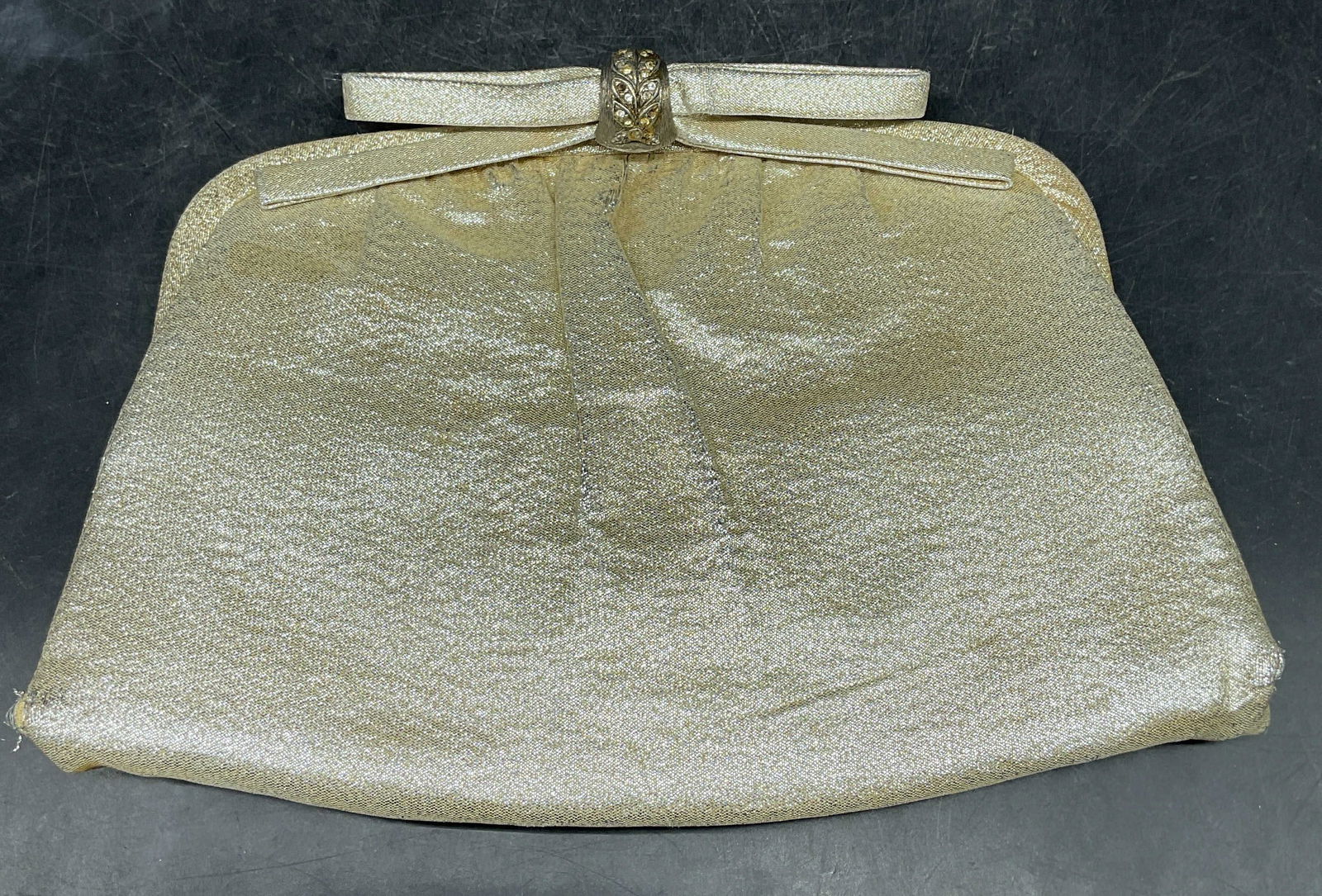 Vintage After Five Metallic Bow Clutch Handbag (1 of 7)