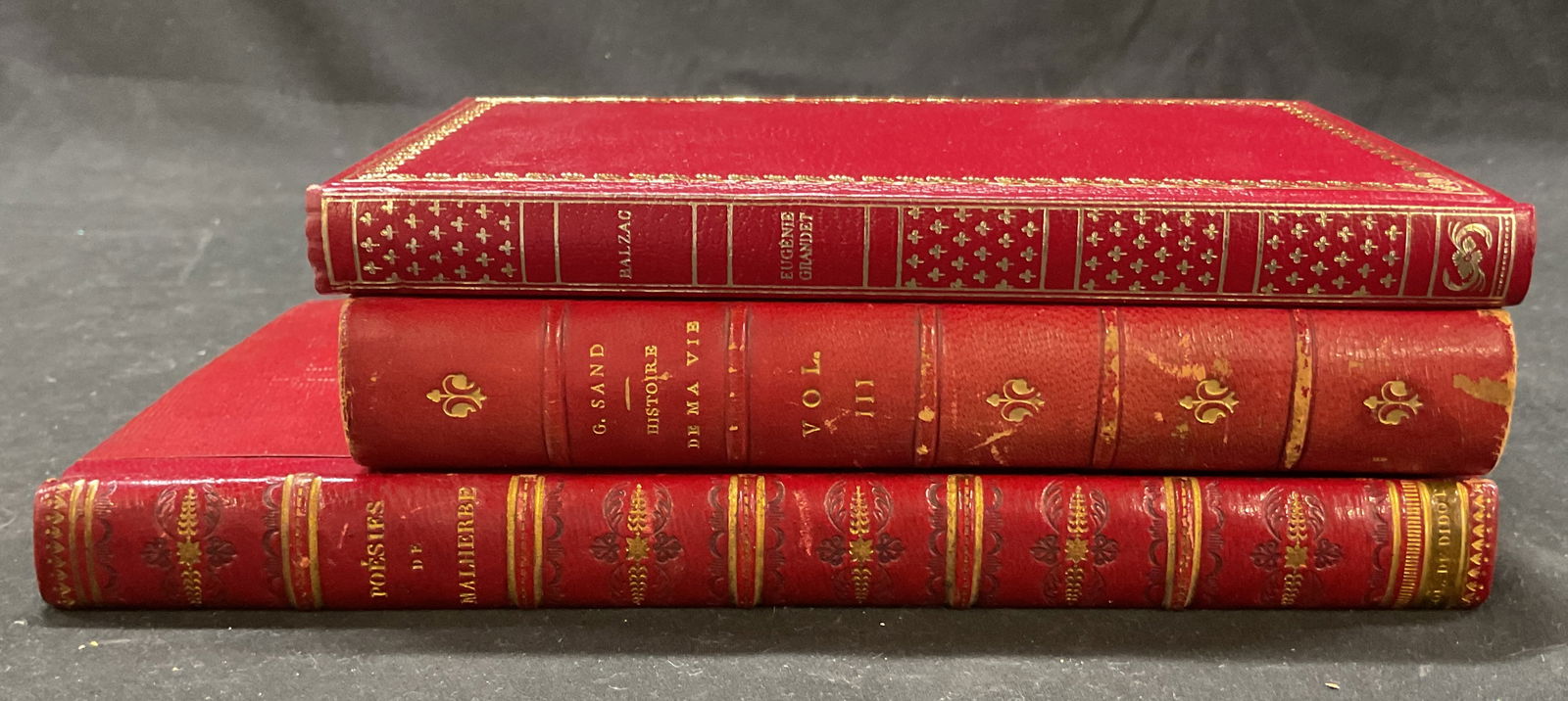 Lot 3 Antq Lthr & Gilt Books 1800s-1900s Sand+ (1 of 9)