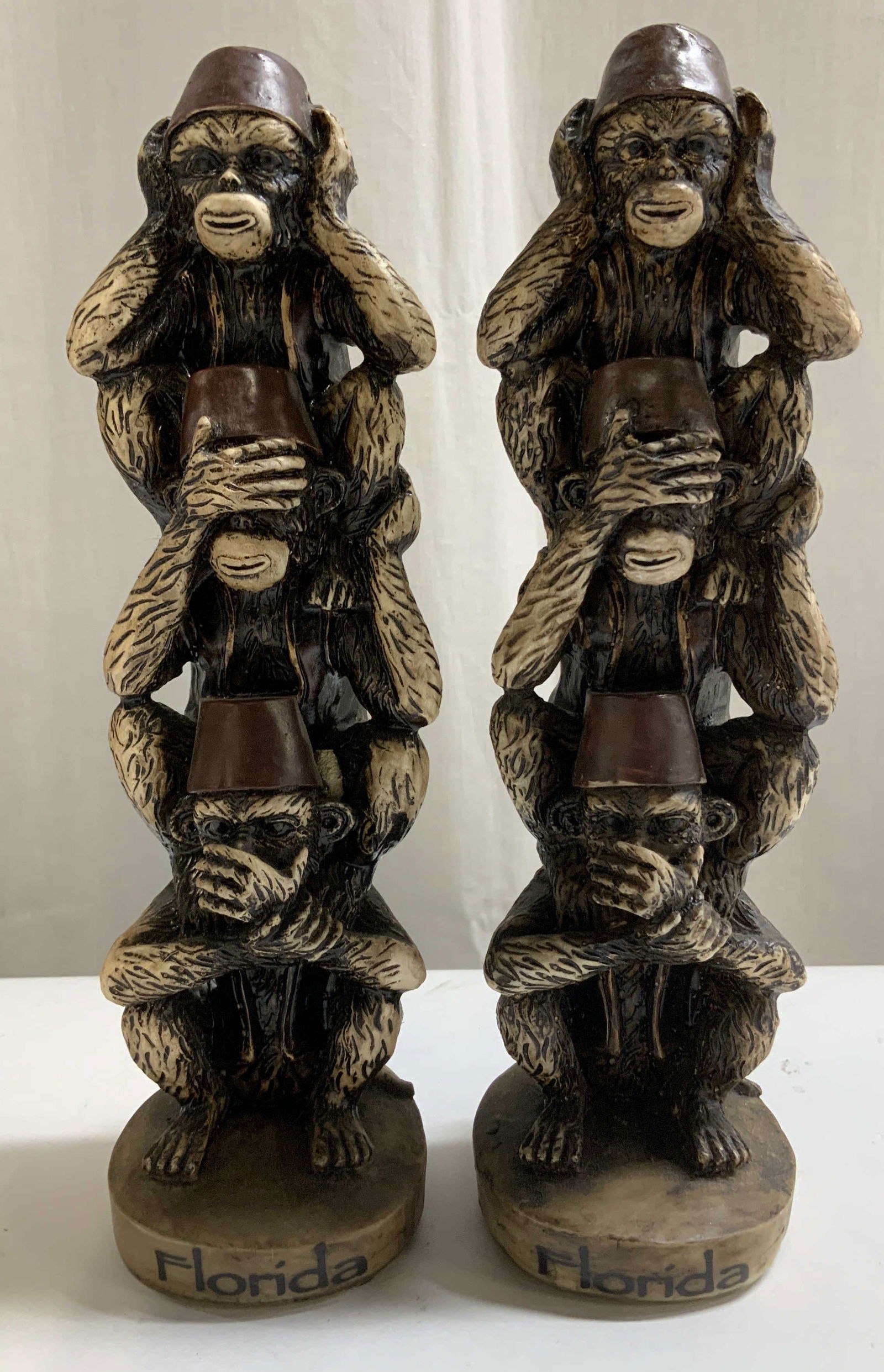 Pair Three Wise Monkeys Florida Souvenir Figs (1 of 7)