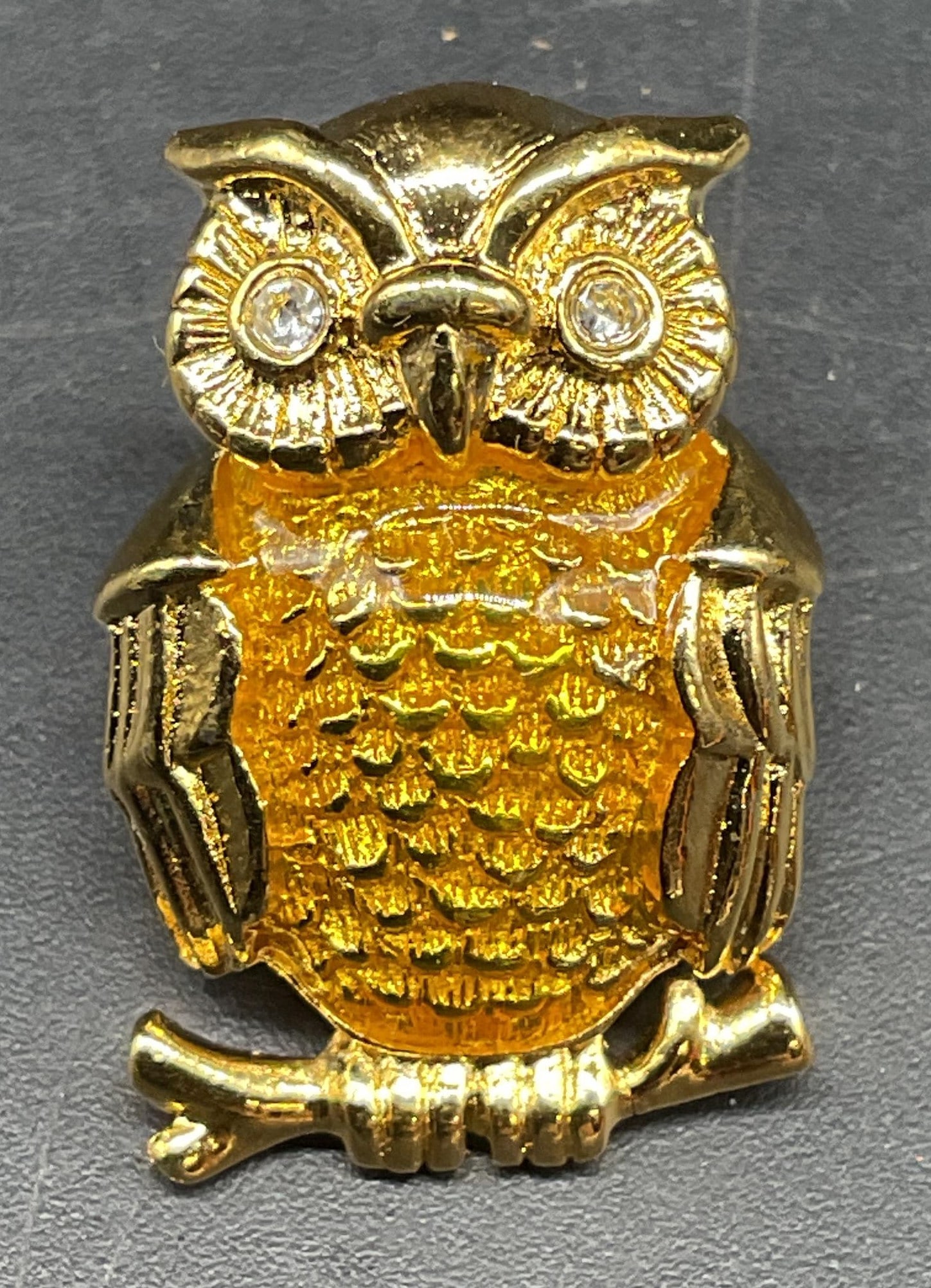 Gold Tone Crystal Enamel Owl Pin (1 of 6)