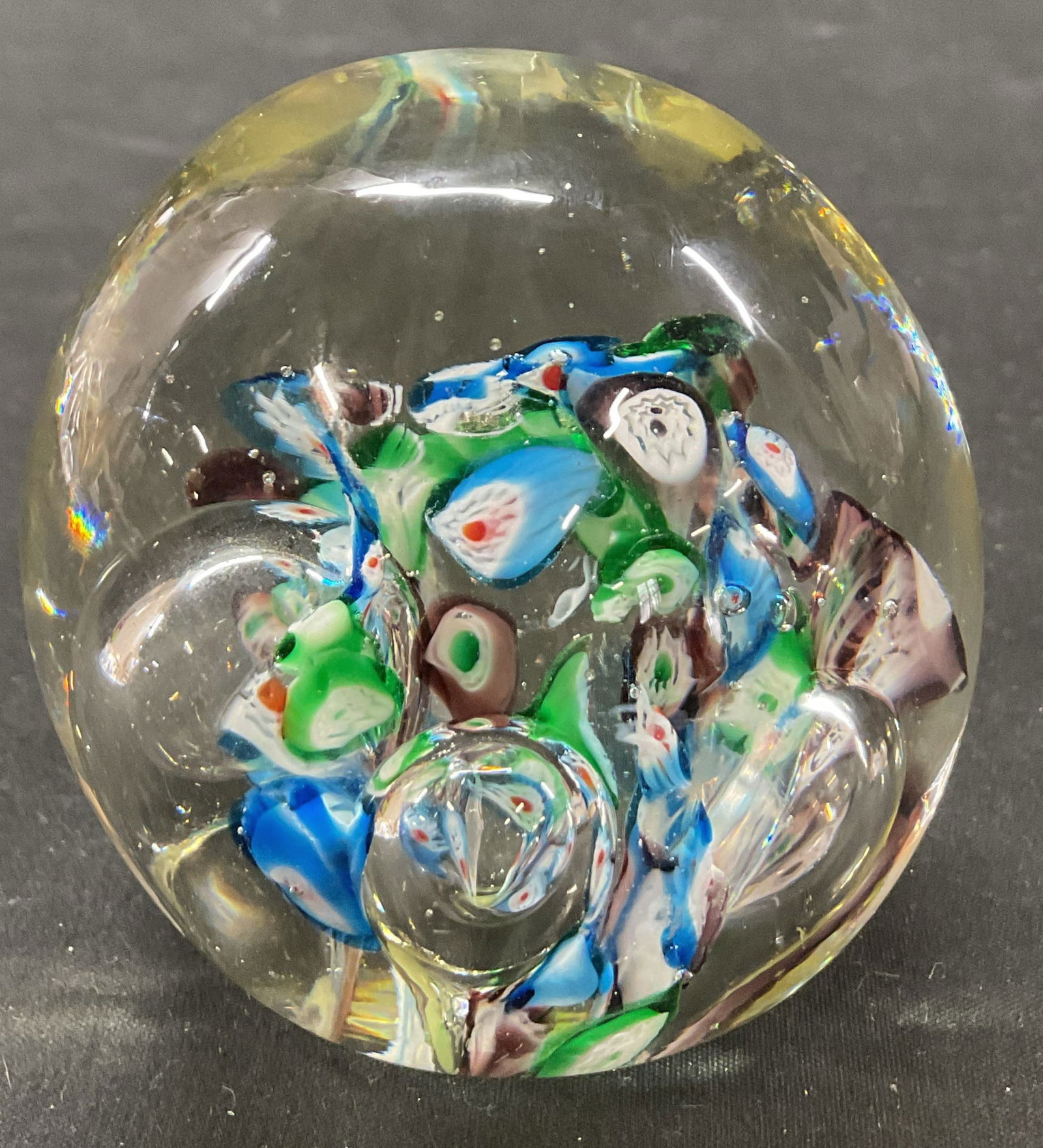 Hand Blown Art Glass Millefiori Paperweight (1 of 6)