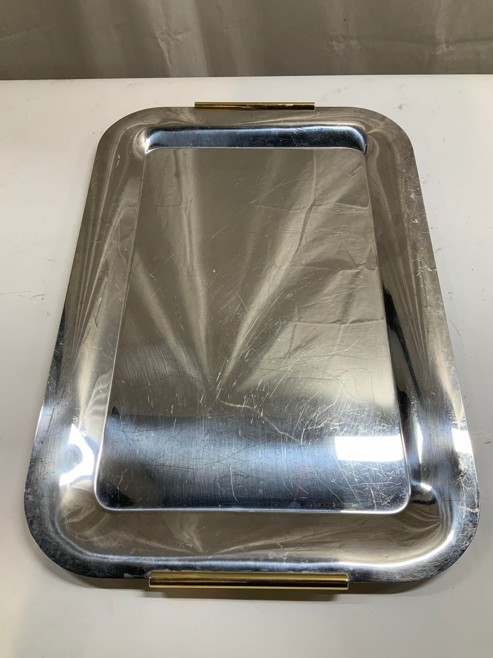 Vtg Rectangular Silver Toned Platter - 2