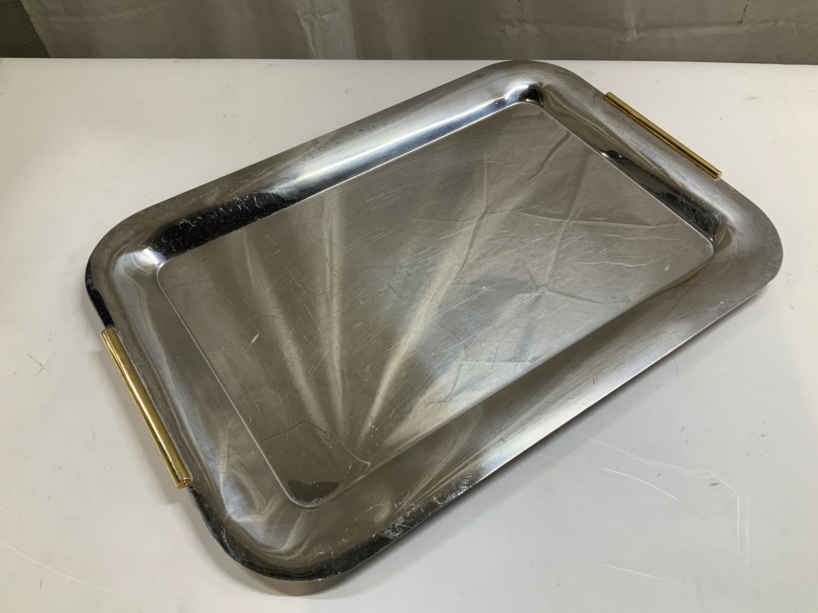 Vtg Rectangular Silver Toned Platter - 5