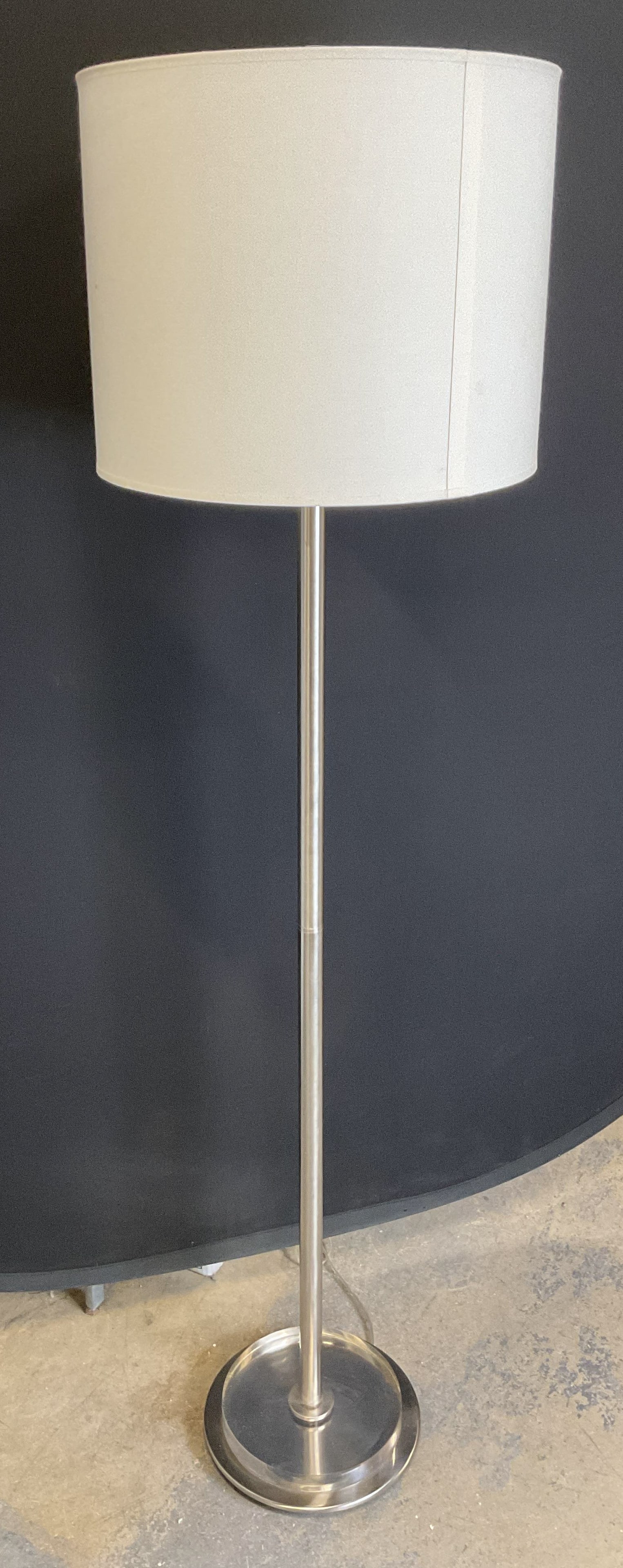 Vtg Stainless Steel Floor Lamp W Shade 56in (1 of 7)