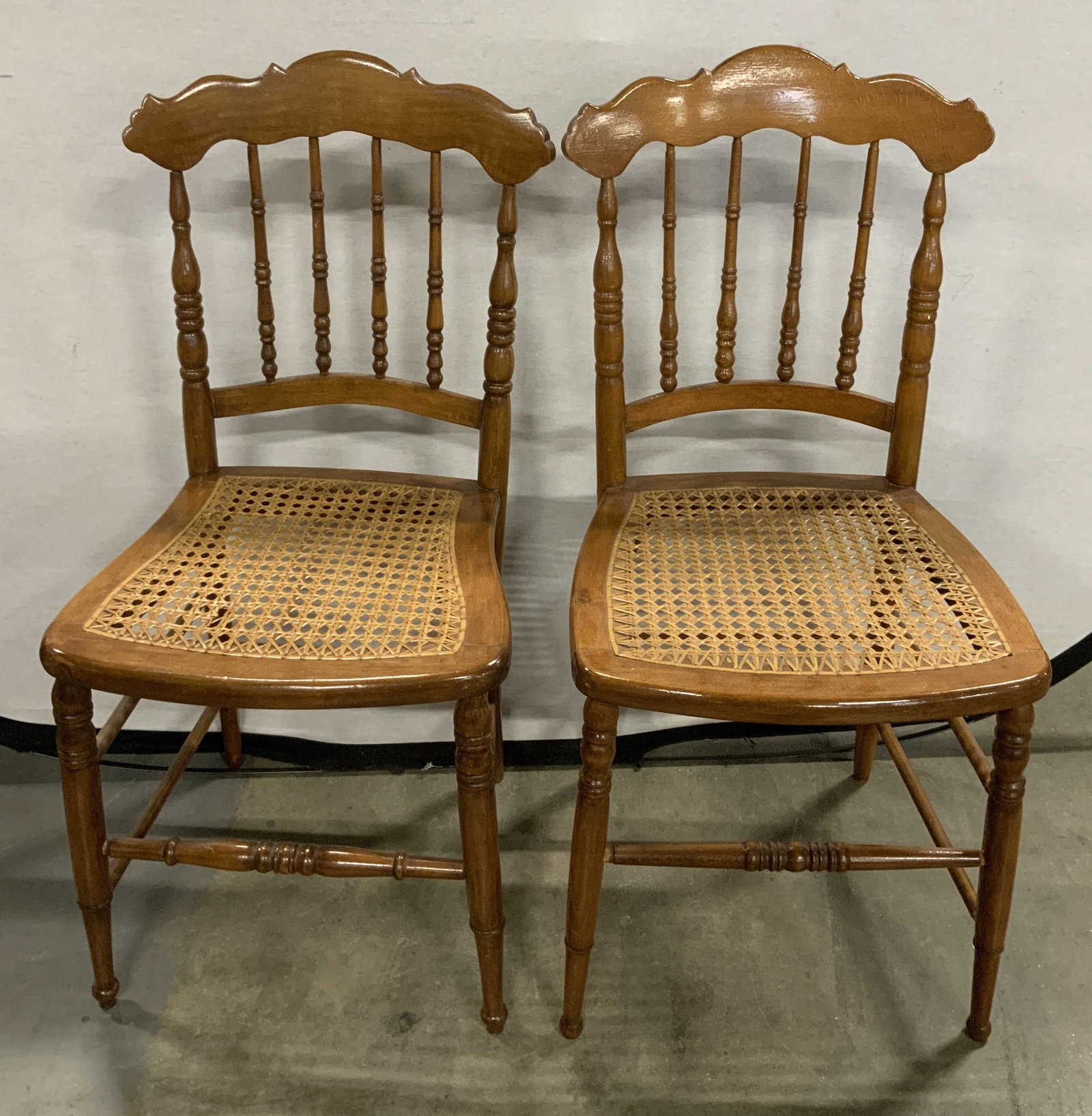 Pair Vntg Wooden Spindle Back Chairs (1 of 7)