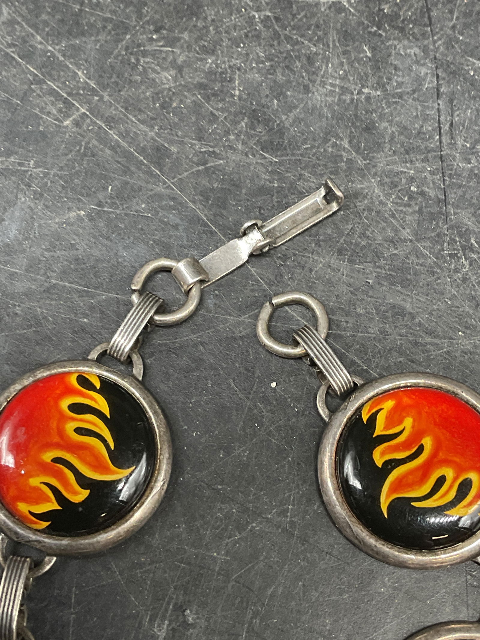 Silver Tone Flame Panel Bracelet - 2