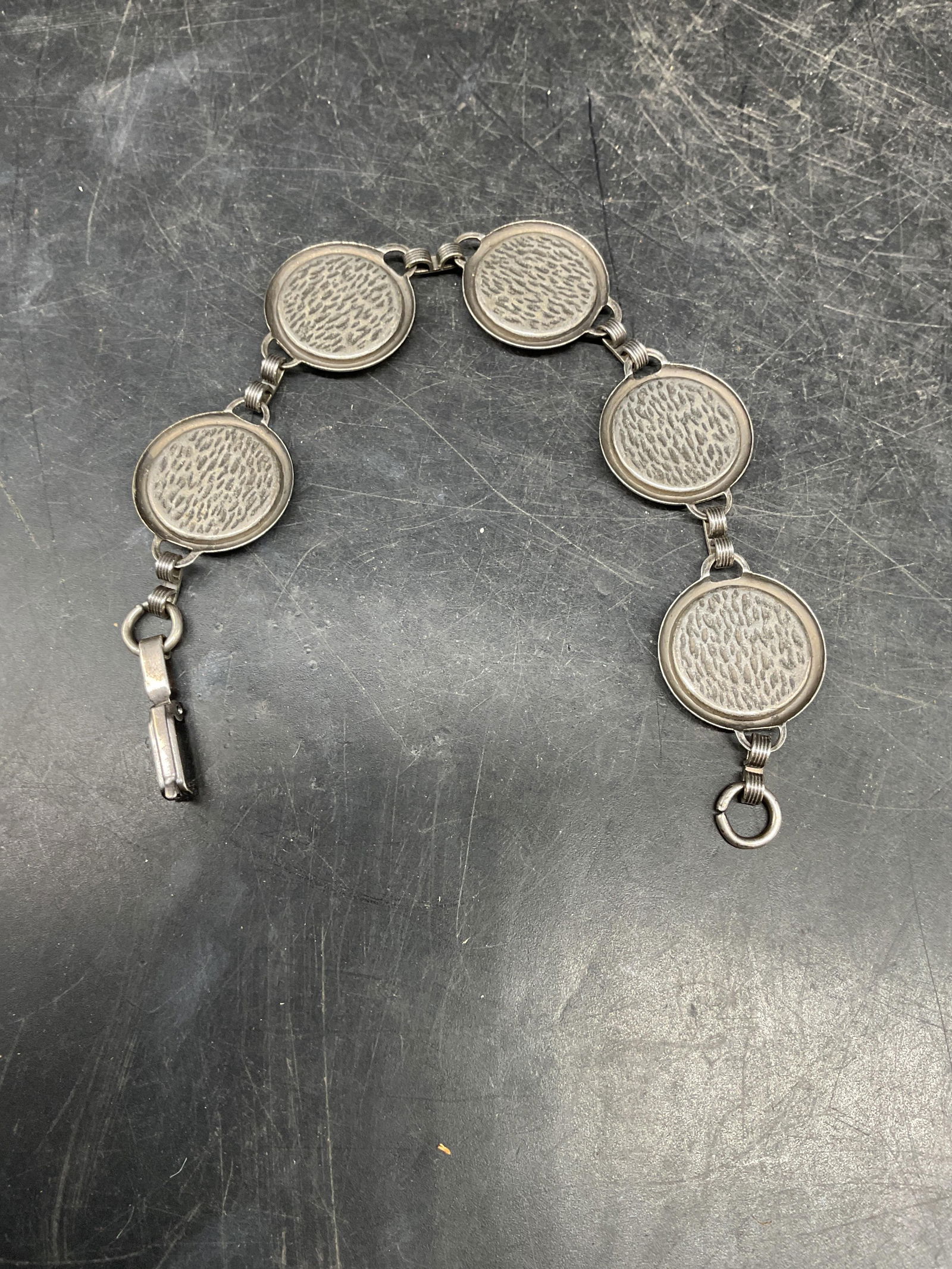 Silver Tone Flame Panel Bracelet - 5