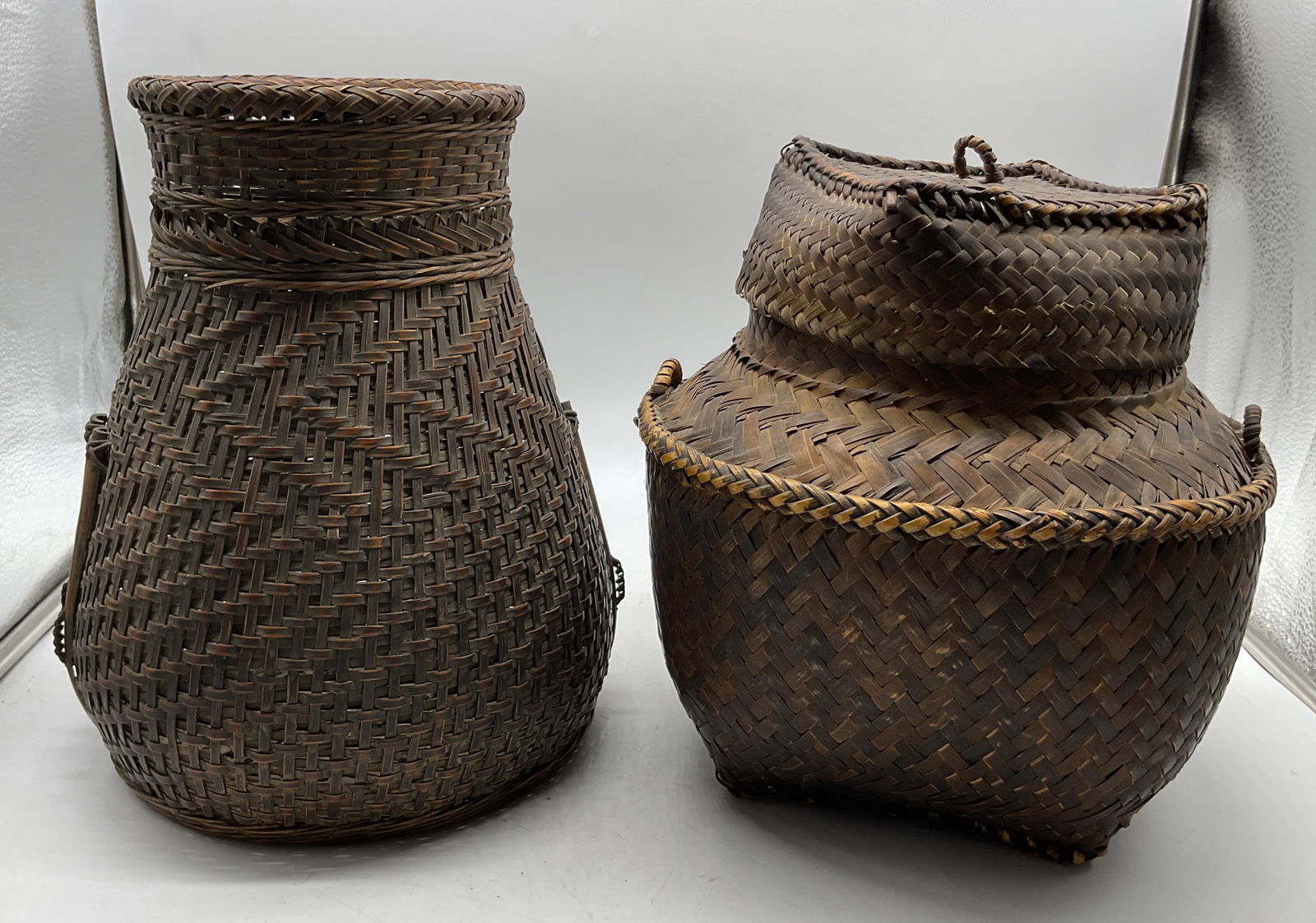 Lot 2 Asian Woven Rattan Brown Baskets (1 of 12)