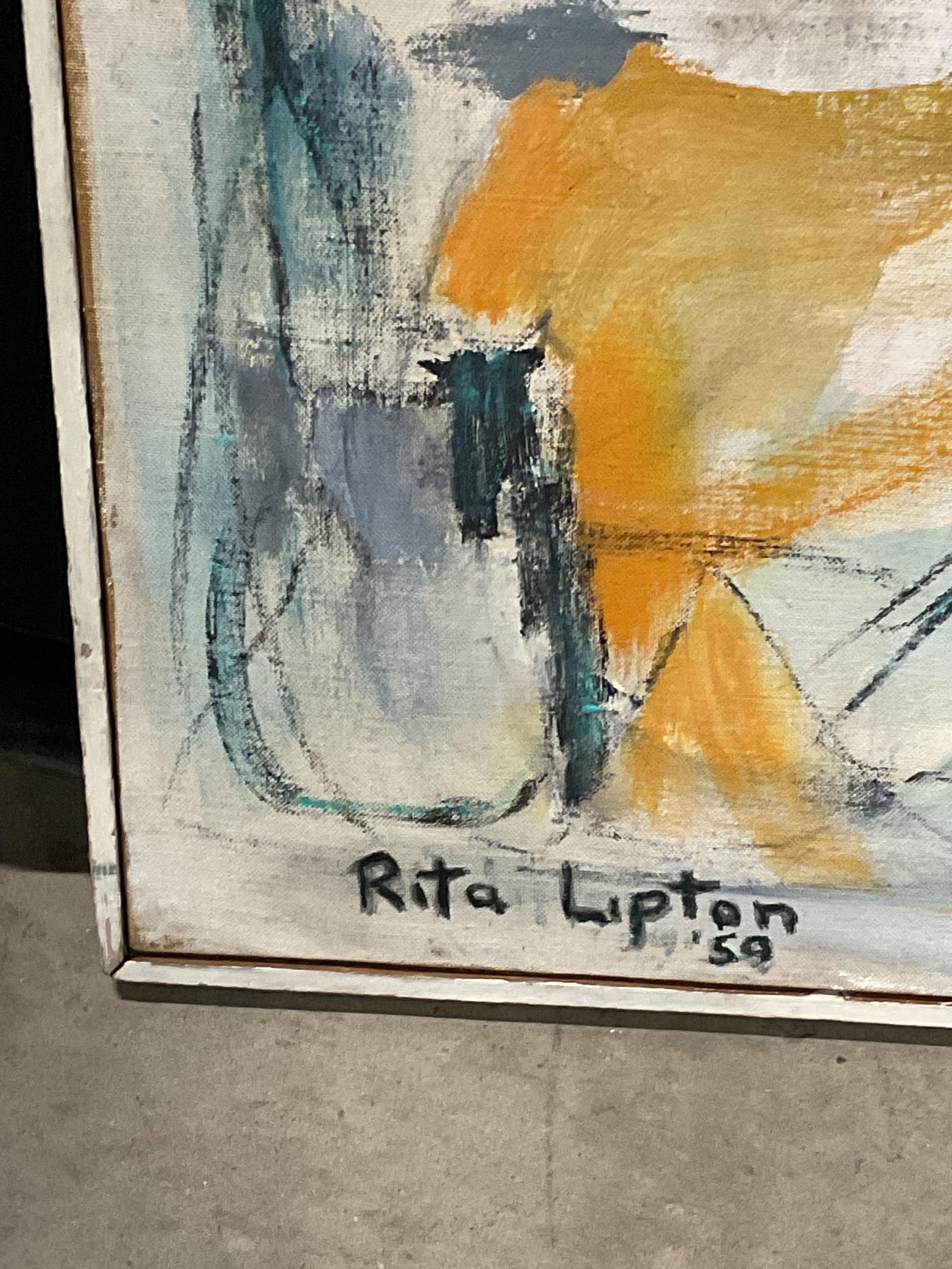 Rita Lipton Irish B.1916 Abstract Painting 38in - 3