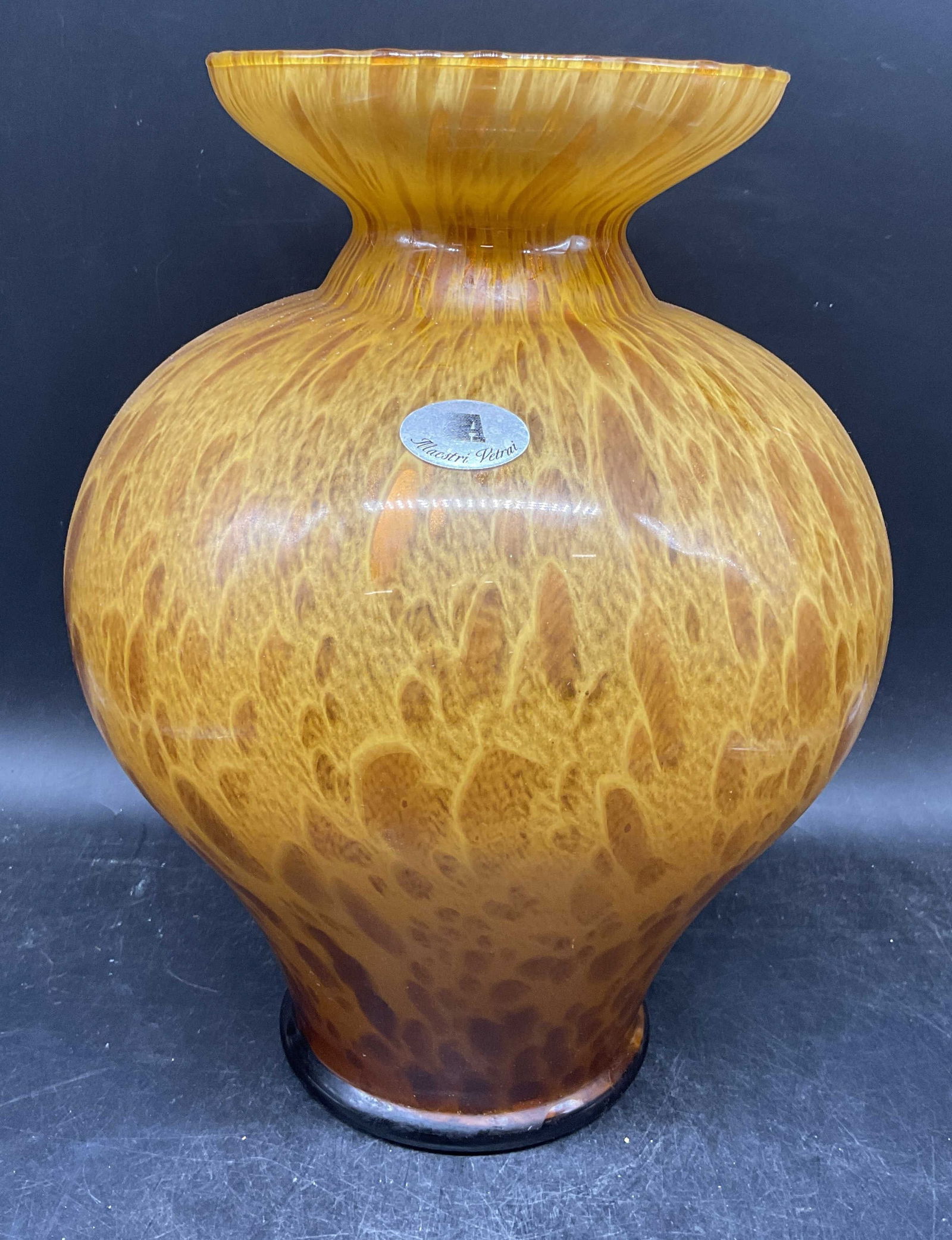 Maestri Vetrai Mottled Art Glass Vase Italy (1 of 7)