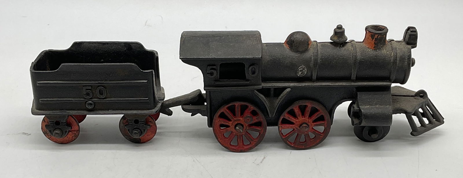 Antique Iron Locomotive & Coal Car Train Toy (1 of 6)
