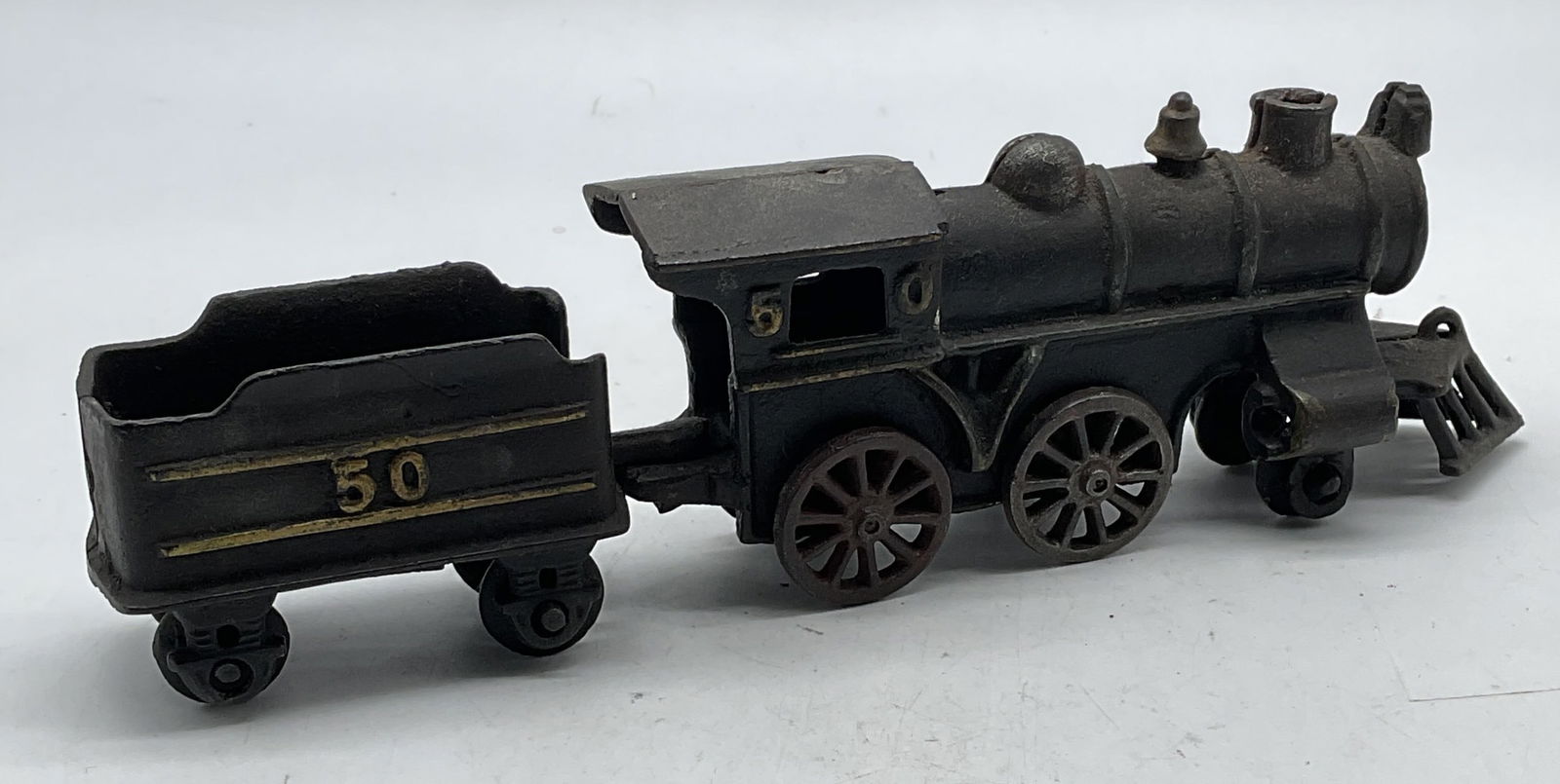 Antique Iron Locomotive & Coal Car Train Toy (1 of 6)