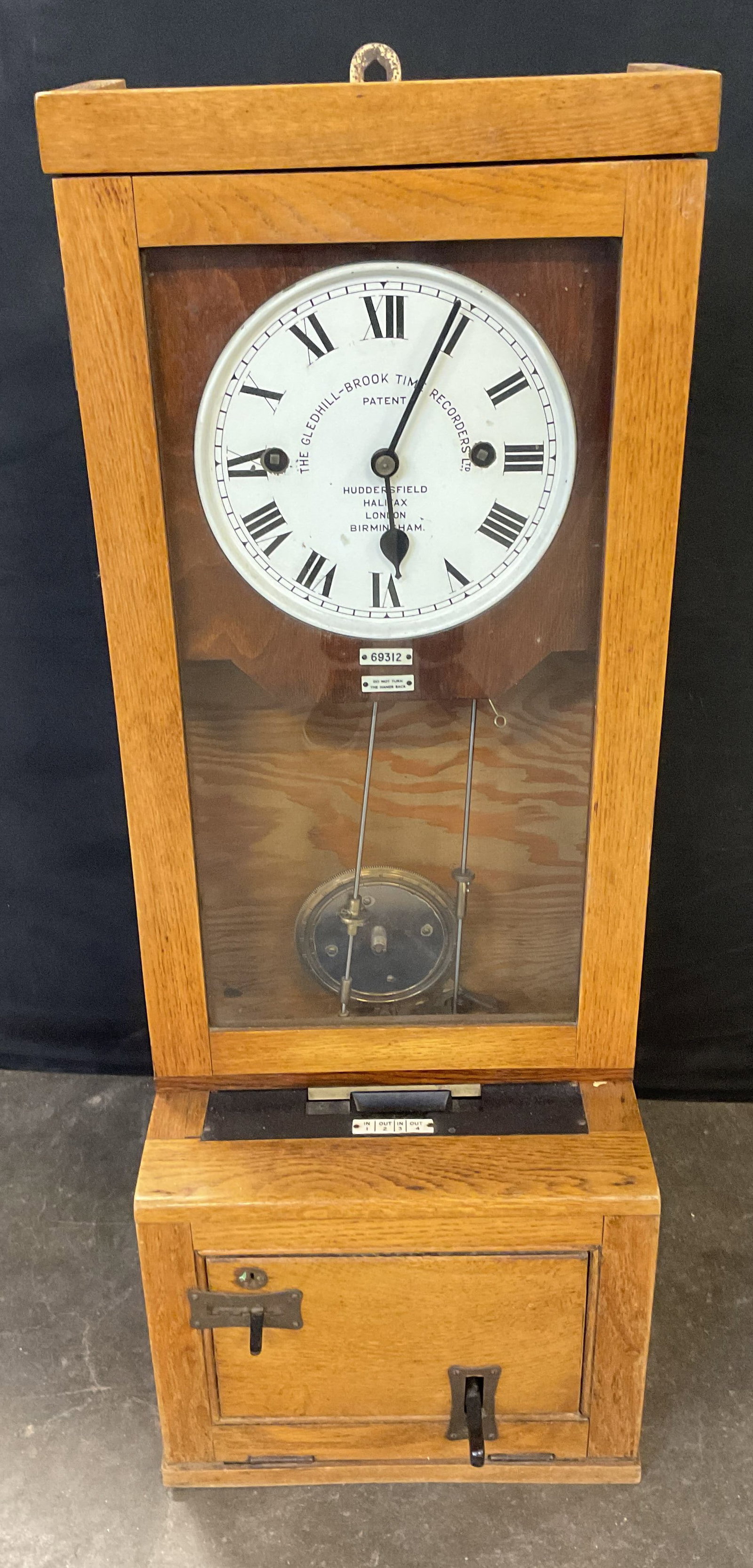 Antique Gledhill Brook Time Recorder Clock 42in (1 of 8)