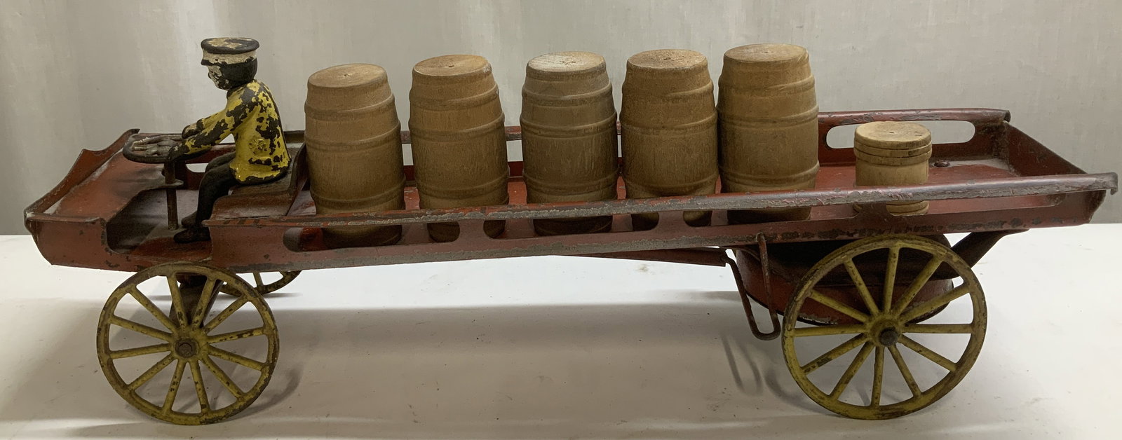 Vtg Cast Iron Horse Drawn Beer Wagon Toy (1 of 7)