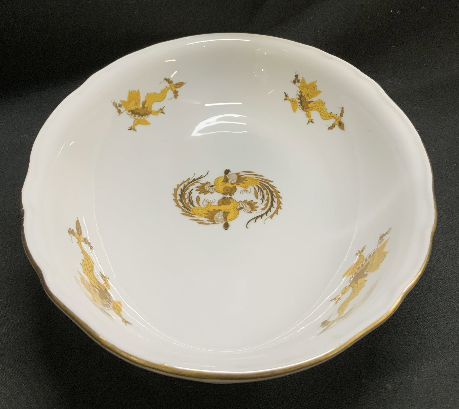 Vtg Meissen Yellow Dragon Porcelain Serving Dish (1 of 6)