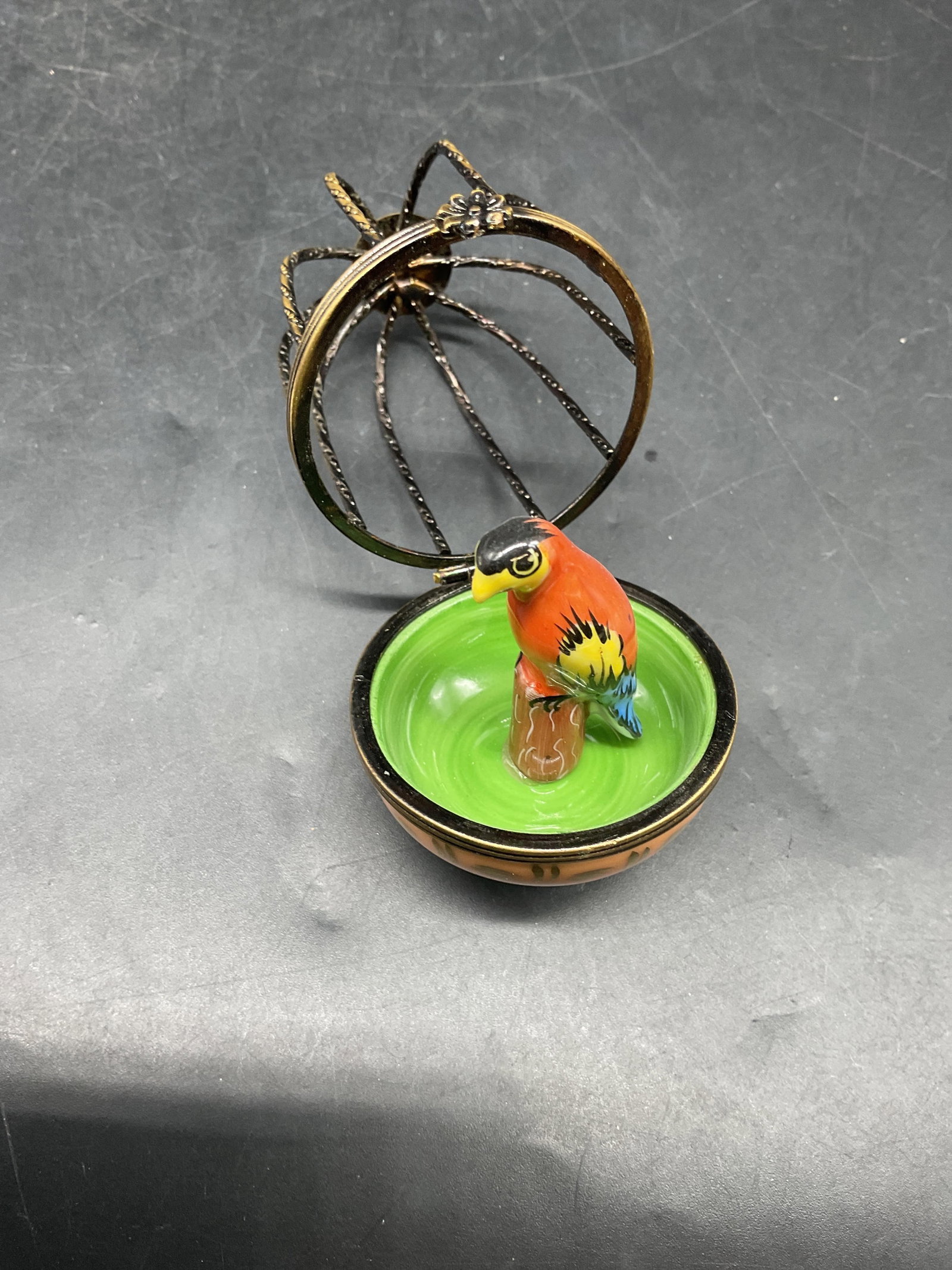 Eximious Limoges Porc Birdcage Trinket Box - 5