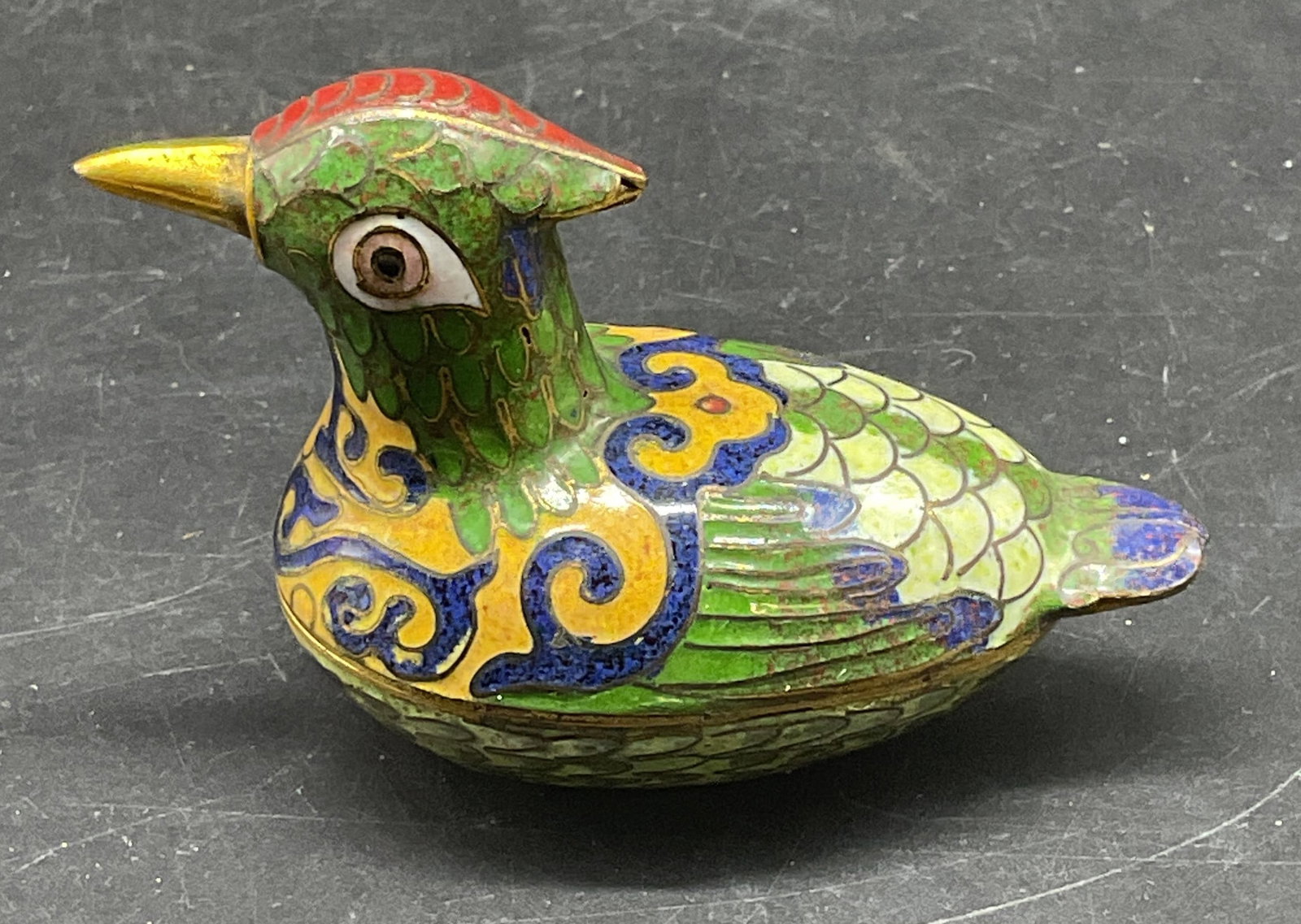 Vintage Gilt Cloisonne Duck Trinket Box (1 of 6)