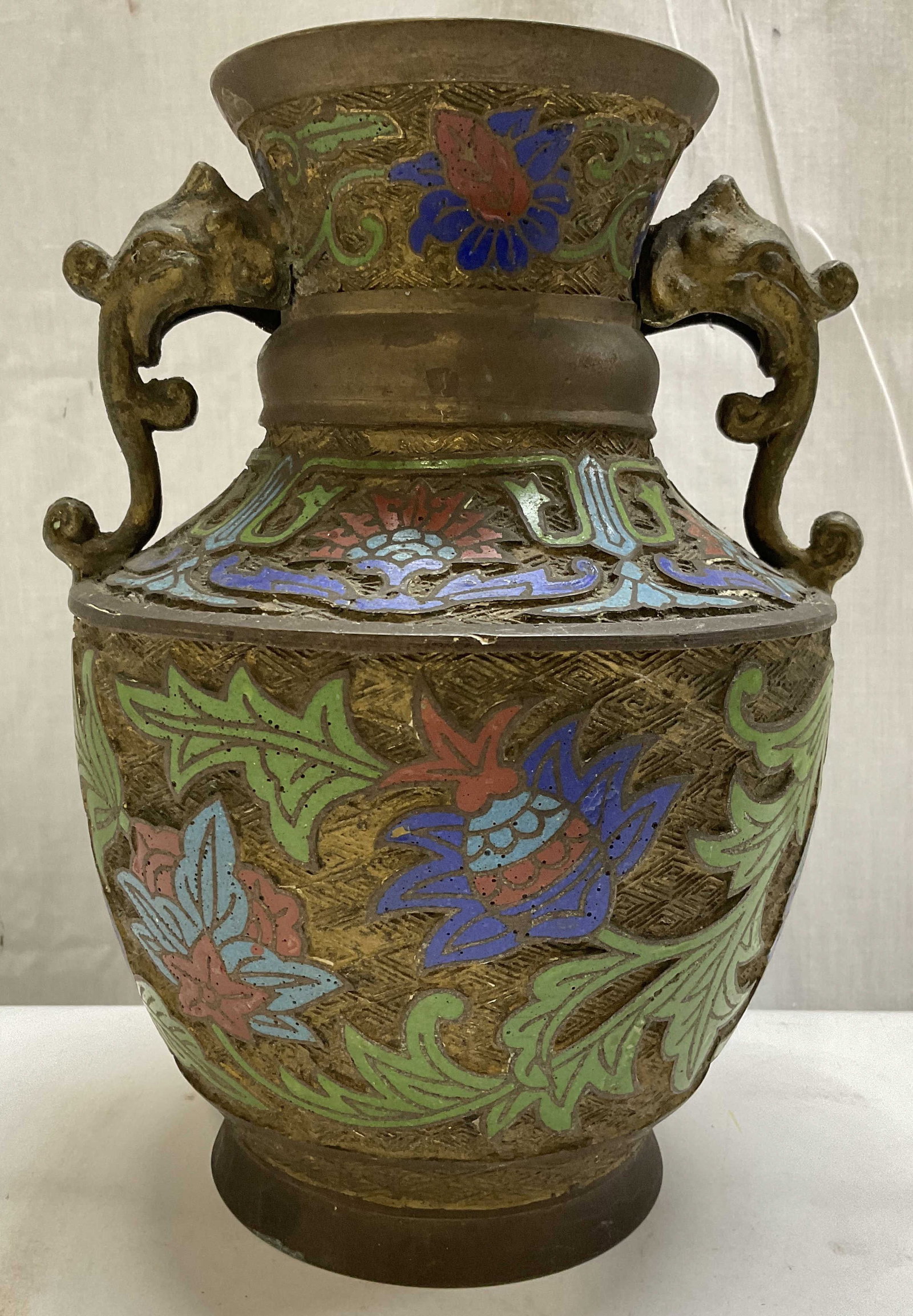 ATQ Champleve Enameled Bronze Vase JAPAN (1 of 9)