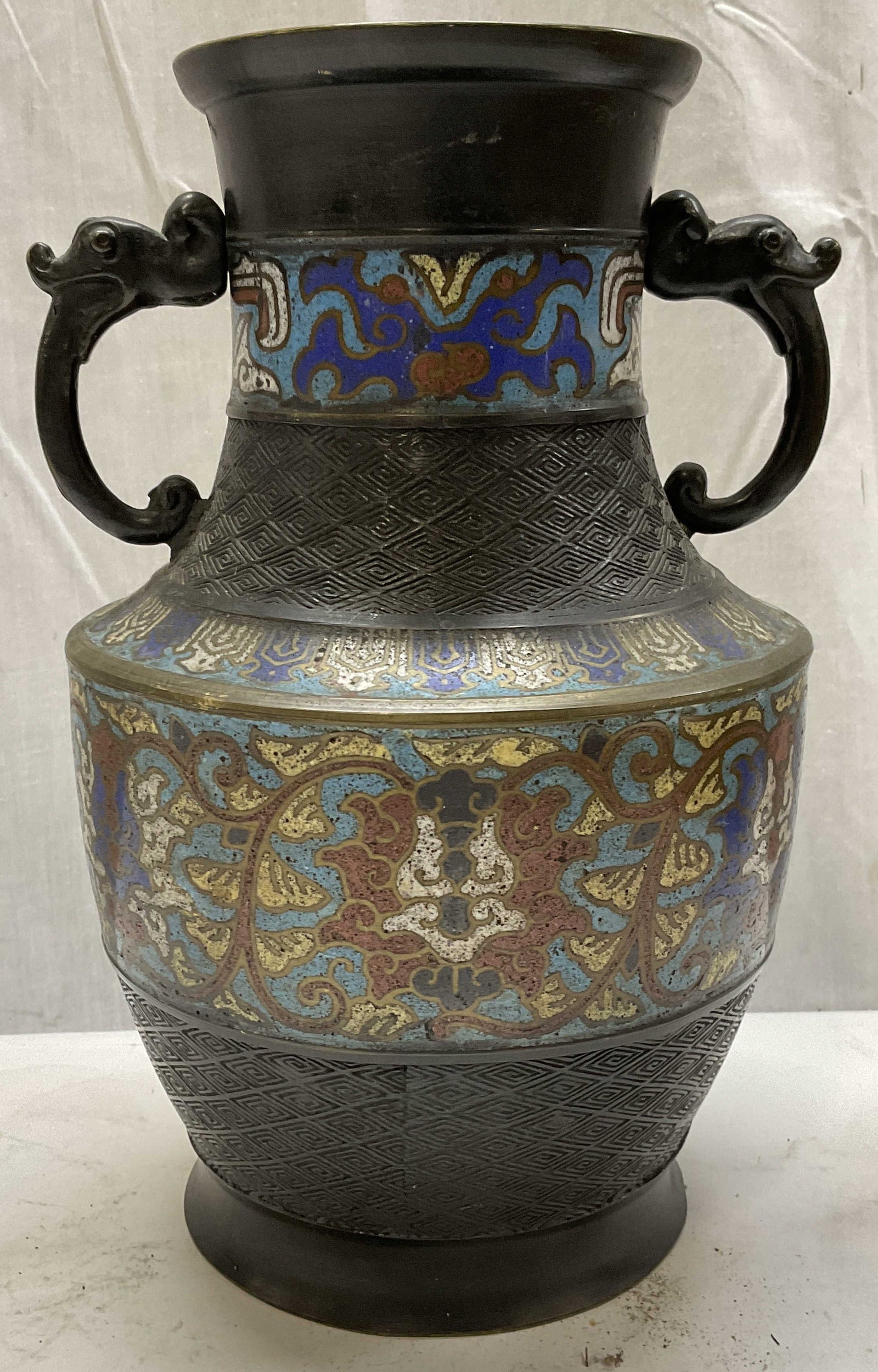ATQ Champleve Enameled Dark Bronze Vase (1 of 9)