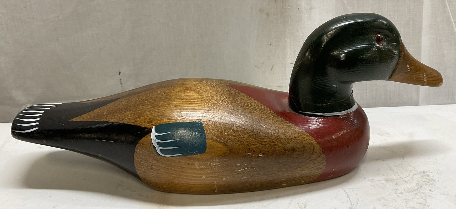 VTG Hand-Carved Painted Wooden Mallard Duck Decoy (1 of 8)