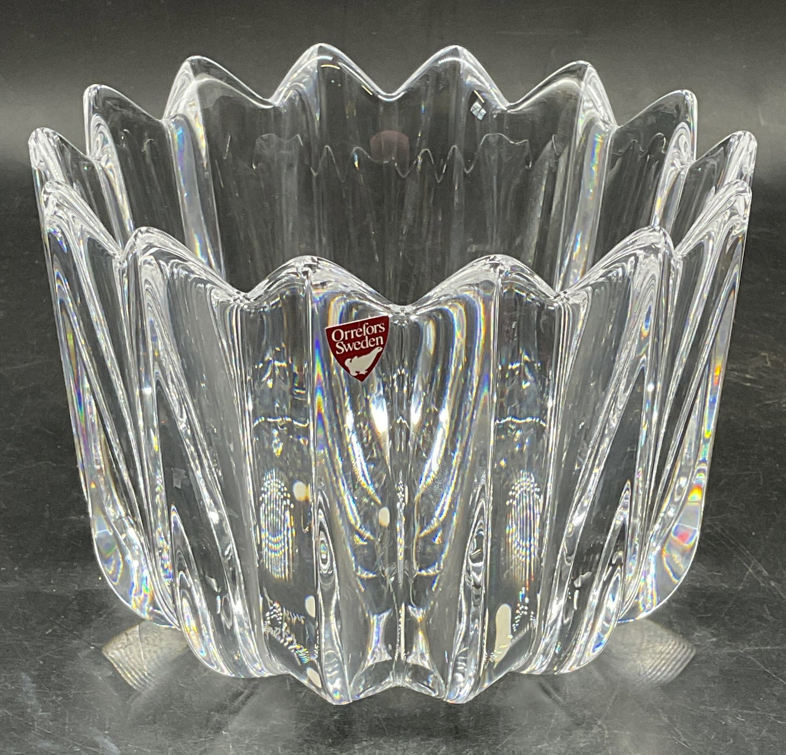 ORREFORS Fleur Crystal Bowl, Sweden (1 of 6)