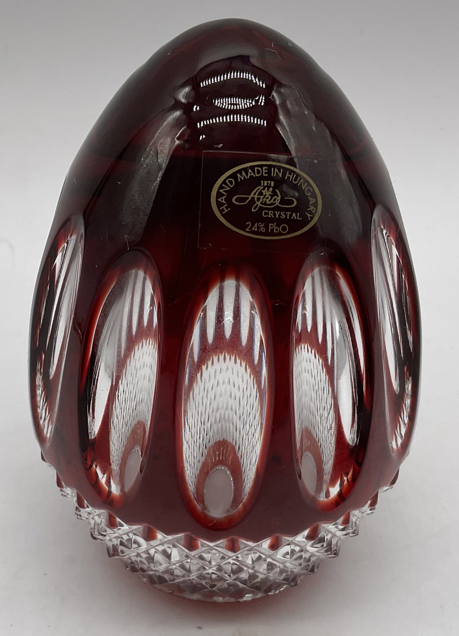 VTG Ajka Crystal Cut Ruby Red Egg HUNGARY (1 of 7)