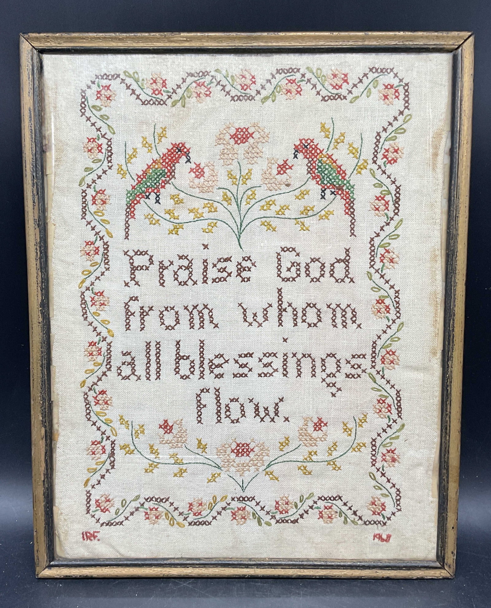 1960 Praise God Birds Cross Stitch Sampler (1 of 7)