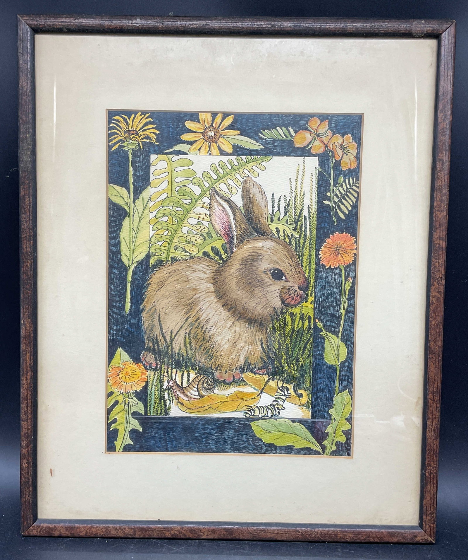 Framed Rabbit Botanical Watercolor Painting (1 of 6)