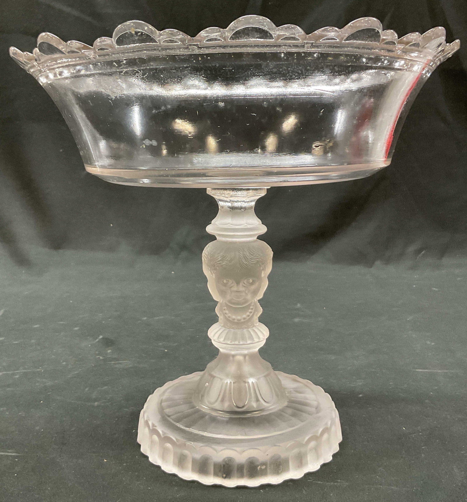 Antq McKee Brothers Glass Cupid Baby Face Compote (1 of 8)