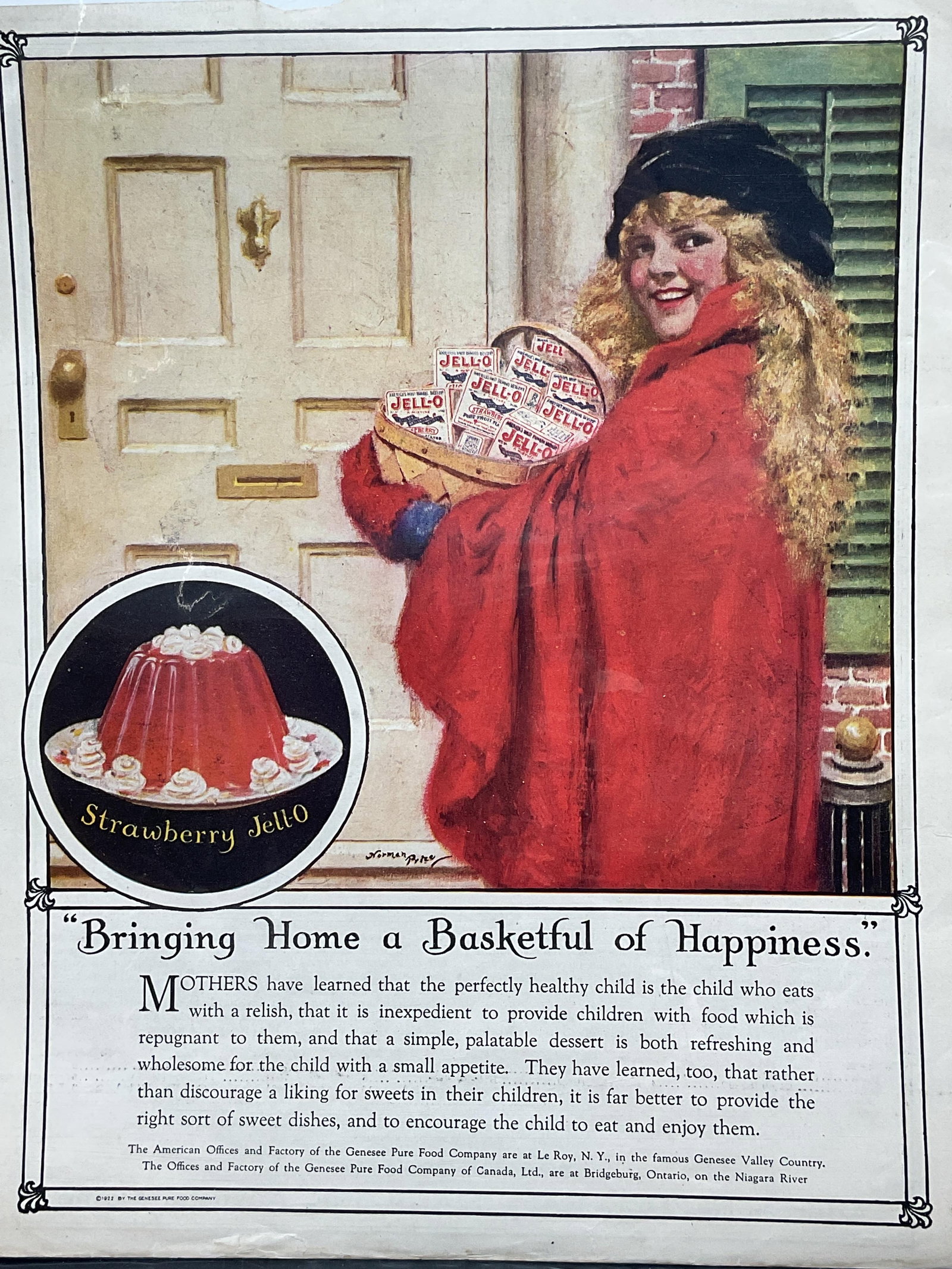 1922 Jell O Print Ad Basketful of Happiness (1 of 7)