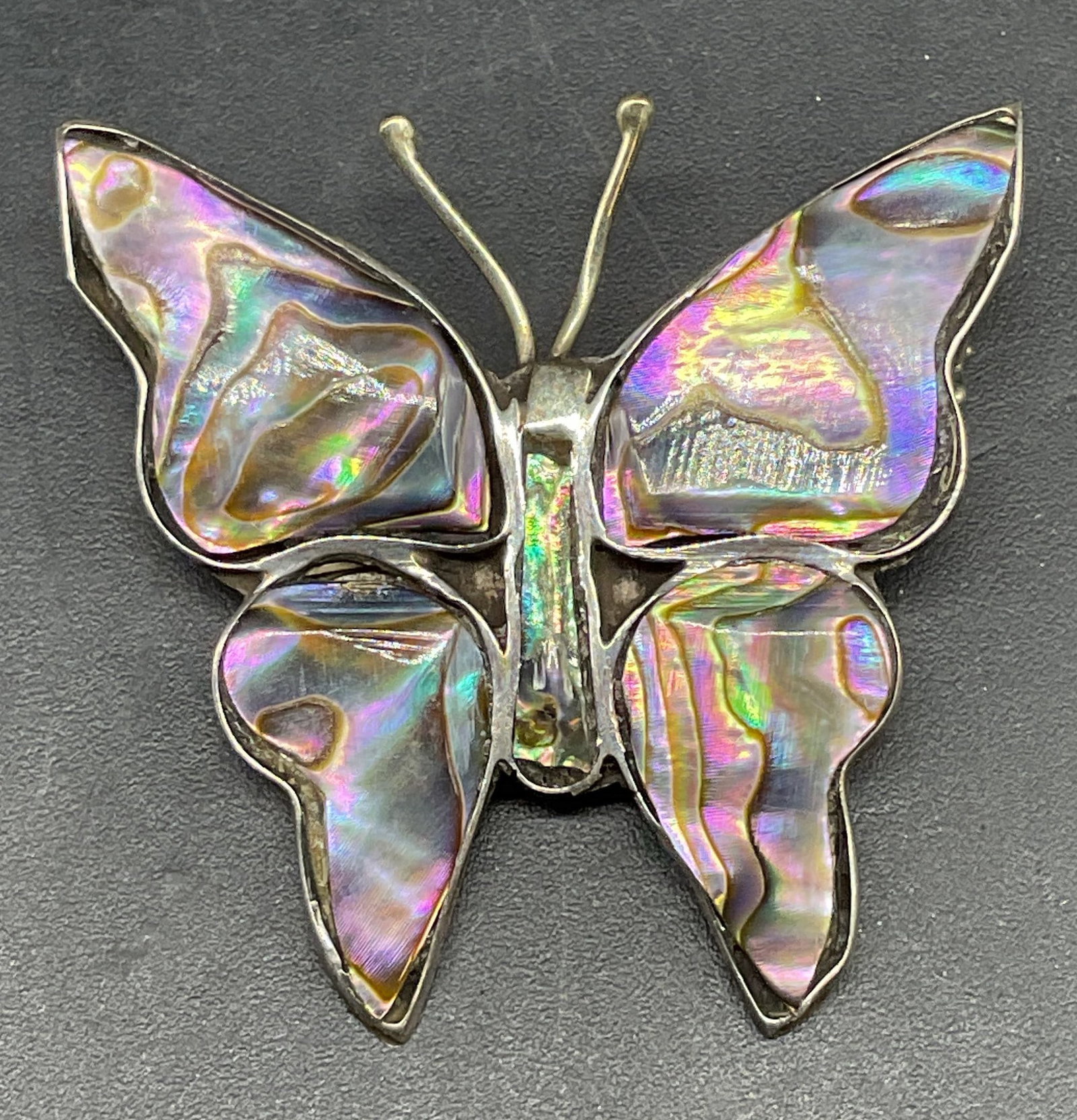 Sterling Silver Abalone Butterfly Brooch Mexico (1 of 6)