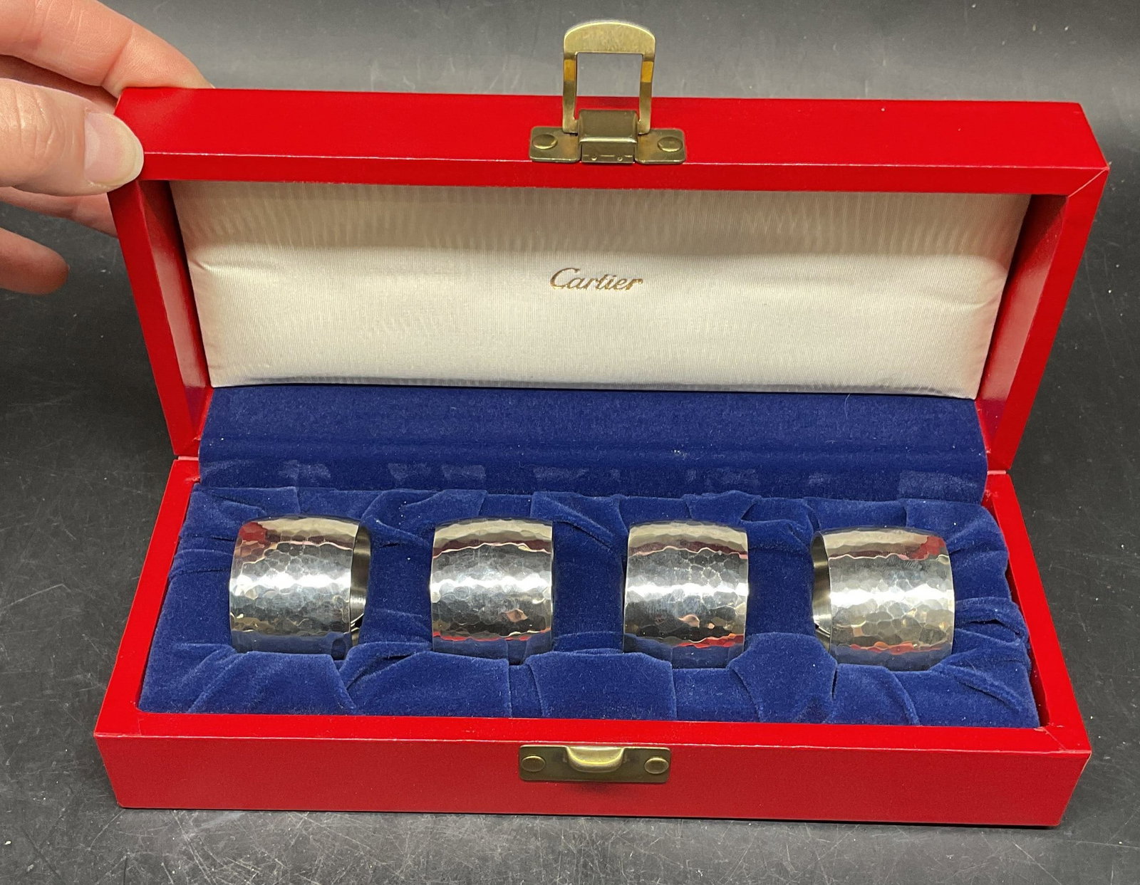 Set 4 Cartier Hammered Pewter Napkins Rings (1 of 6)