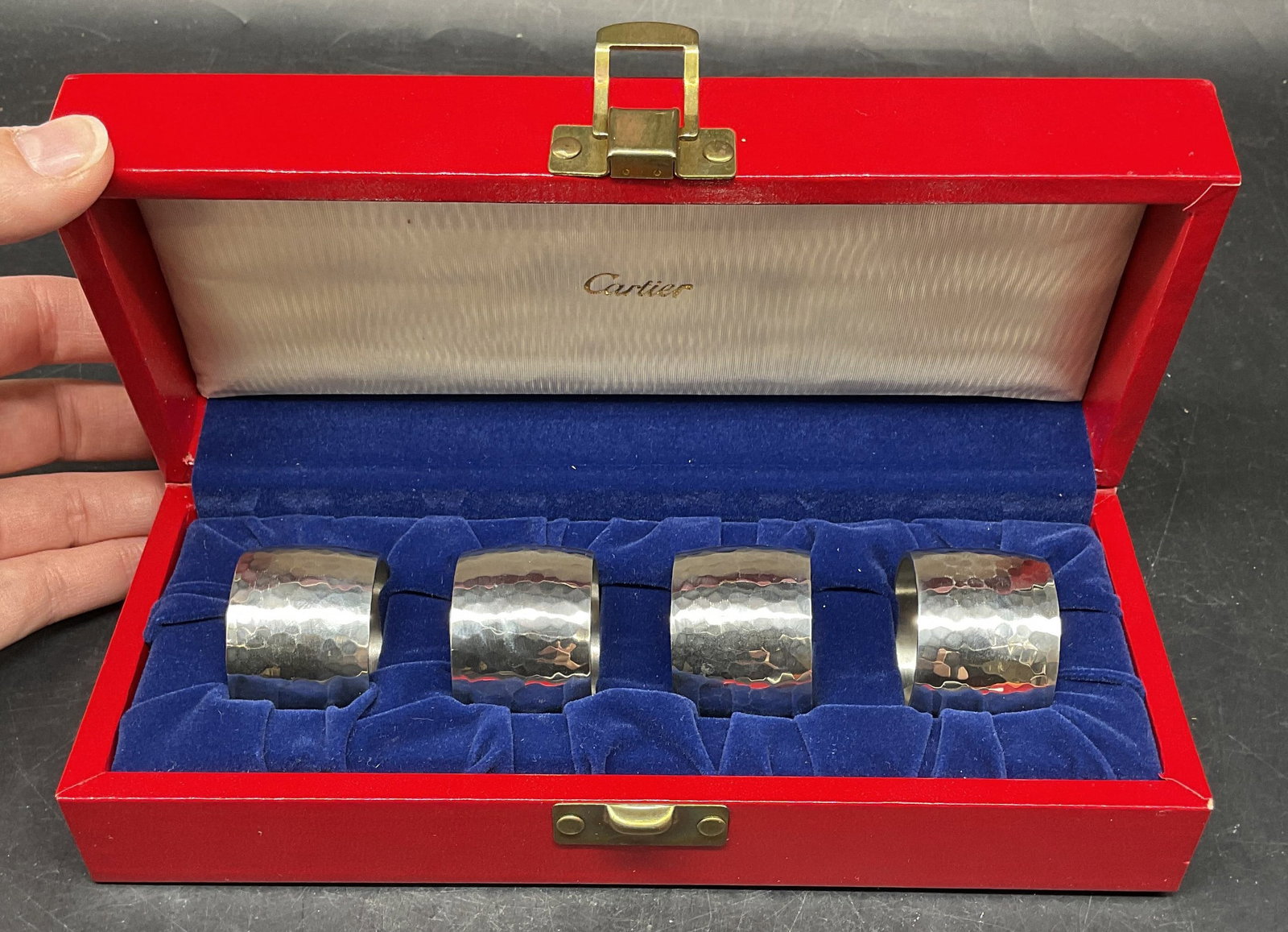 Set 4 Cartier Hammered Pewter Napkin Rings (1 of 6)