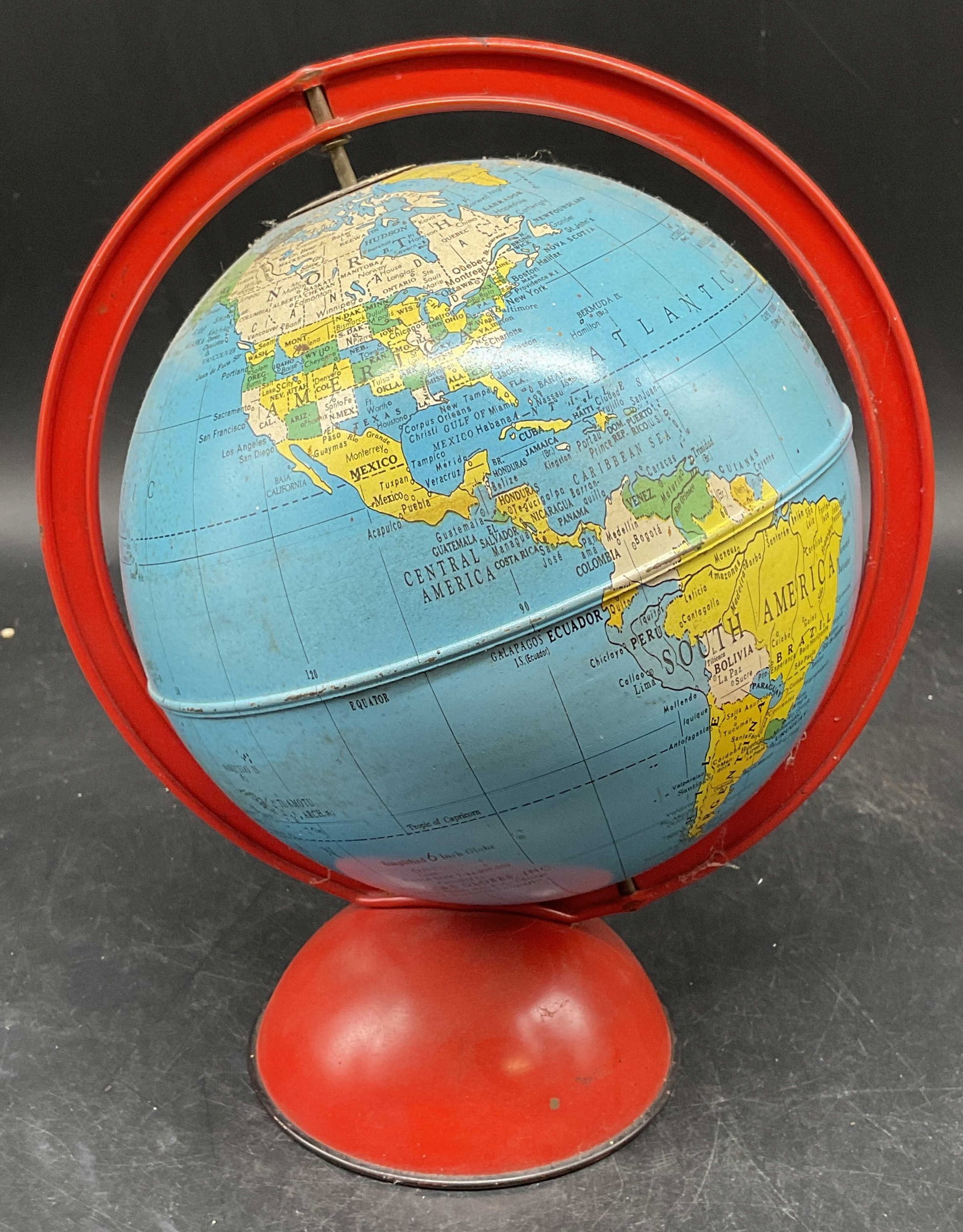 Vtg REPLOGLE Simplified 6 Inch Tin Globe USA (1 of 7)