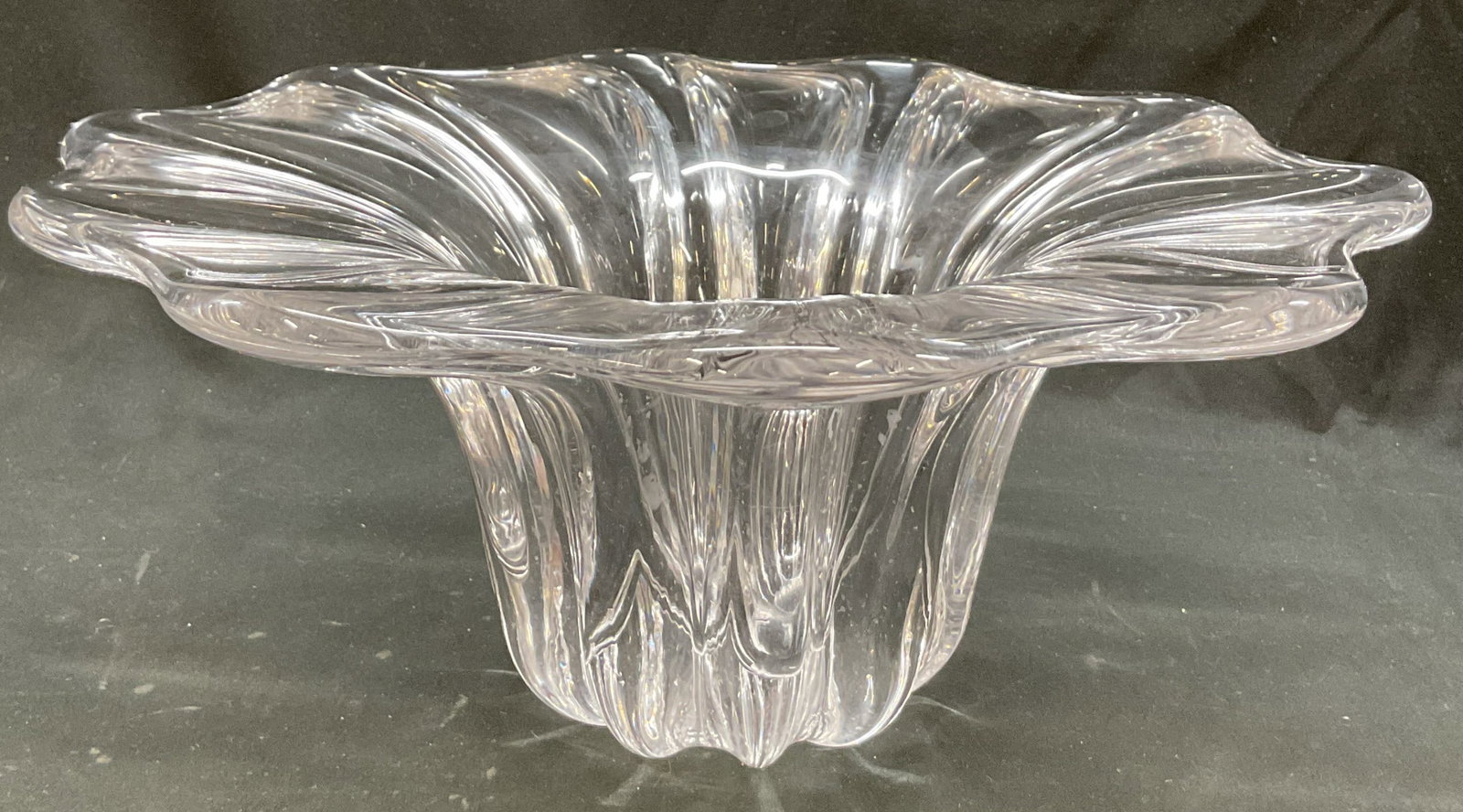 Vintage Wide Scalloped Decorative Glass Vessel (1 of 10)