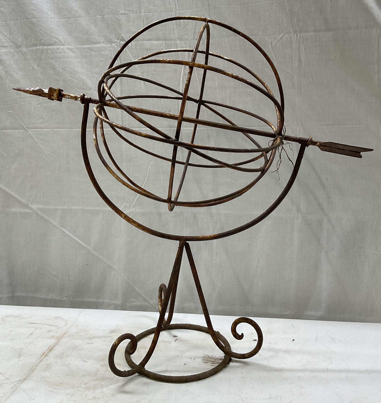Vtg Decorative Wrought Iron Armillary Sphere 25in (1 of 10)