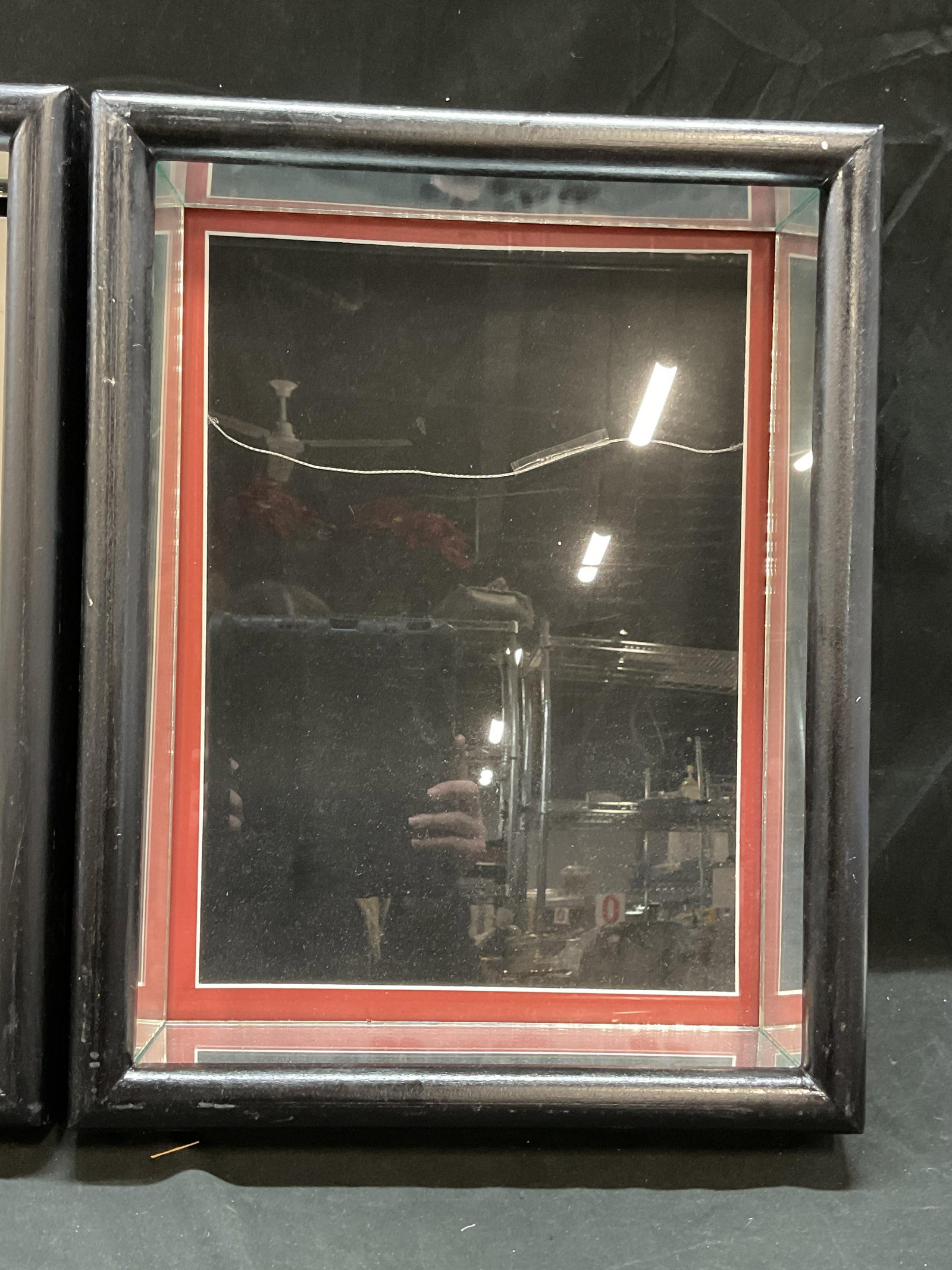 Pair Black Wood Mirrored Shadowbox Frames - 2
