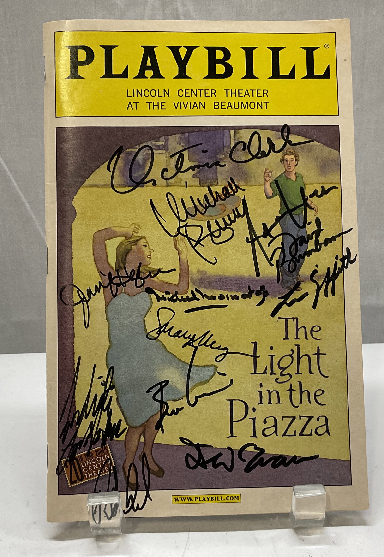 Cast SIGNED The Light in the Piazza 2006 Playbill: Cast SIGNED The Light in the Piazza 2006 Playbill. Performed at the Lincoln Center Theater at the Vivian Beaumont. Directed by Andre Bishop and Bernard Gersten. Signed by Victoria Clark, Aaron Lazar,